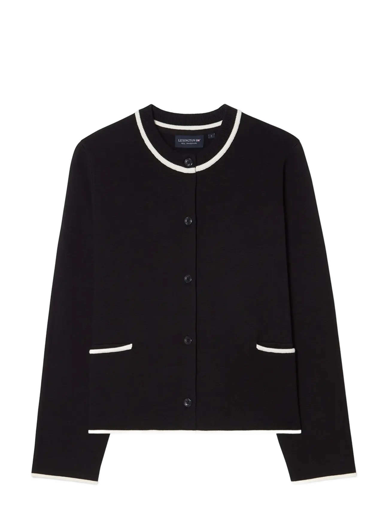 Contrast Cotton Cardigan - BLACK