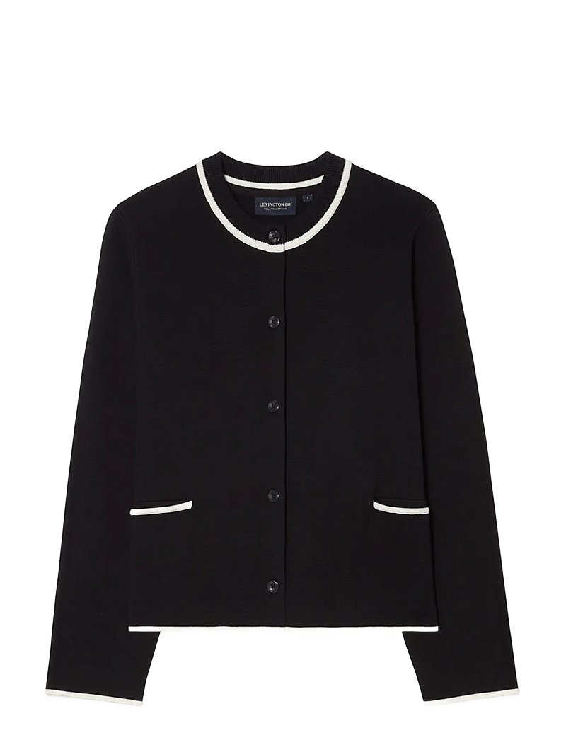 Lexington Clothing - Contrast Cotton Cardigan - koftor - black - 0