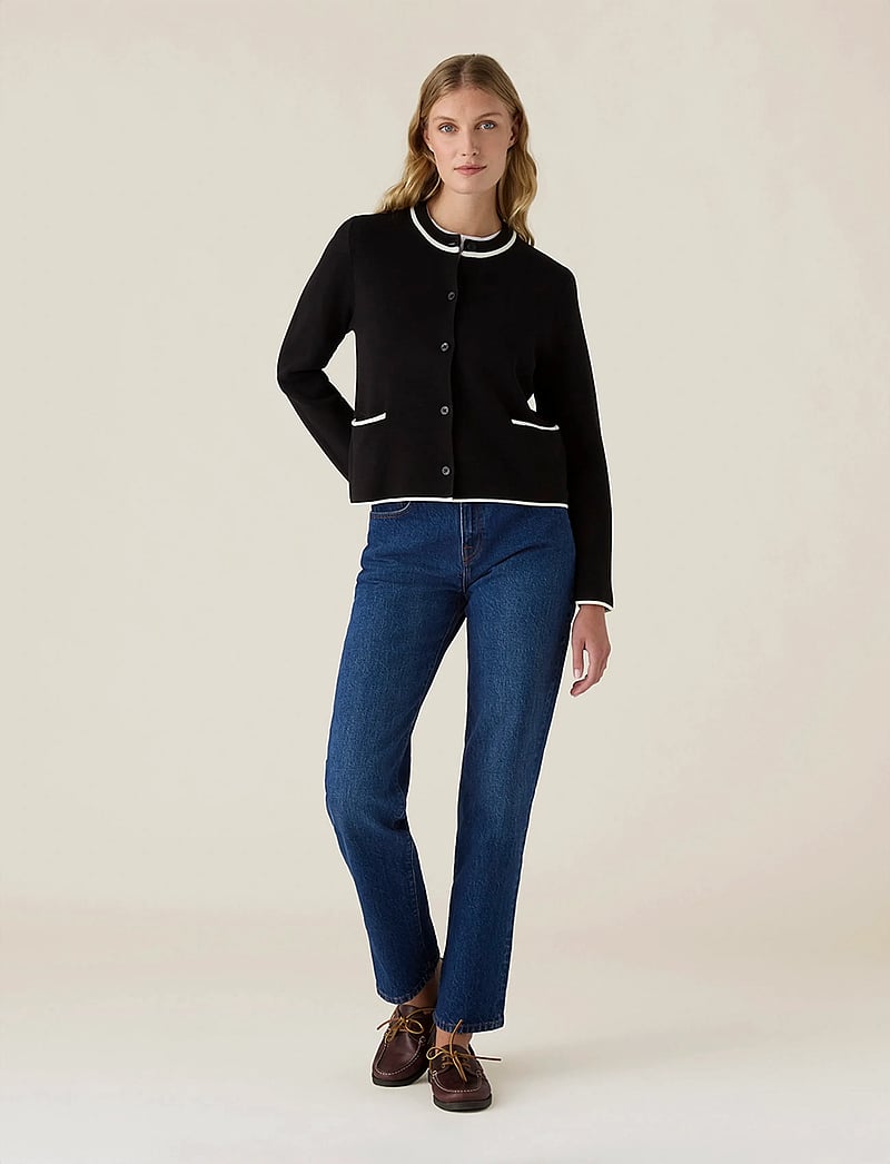 Lexington Clothing - Contrast Cotton Cardigan - cardigans - black - 0