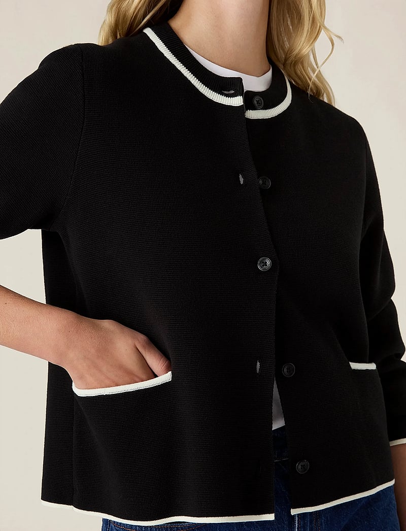 Lexington Clothing - Contrast Cotton Cardigan - cardigans - black - 3