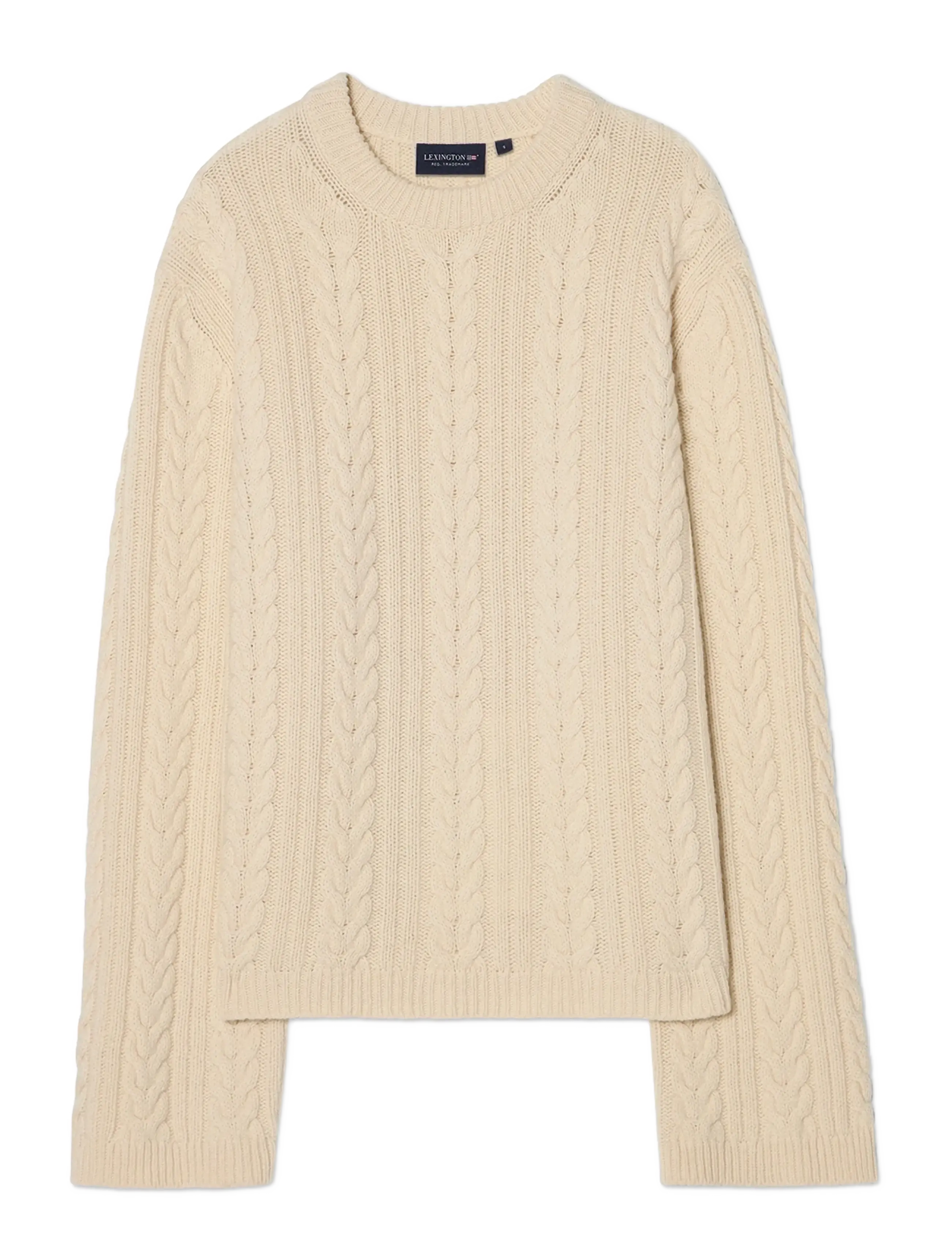 Lexington Clothing Cashmere Cable Knitted Sweater - Transitional Layering - OFFWHITE / cream
