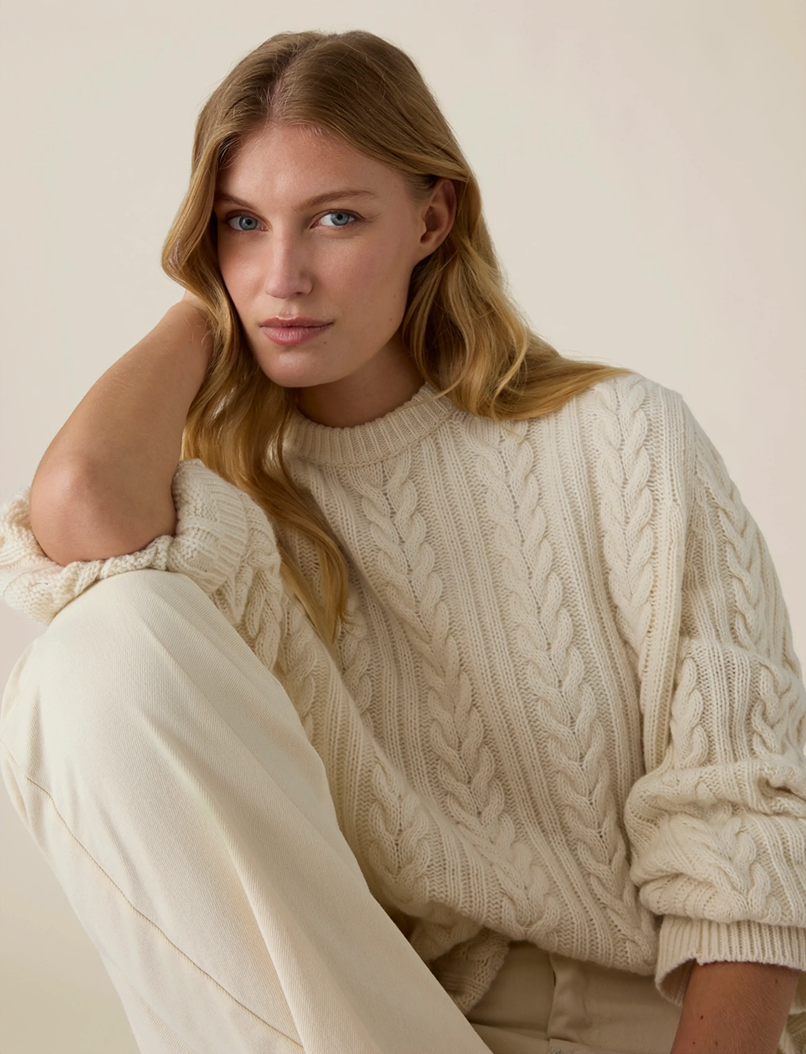 Lexington Clothing - Cashmere Cable Knitted Sweater - offwhite - 3