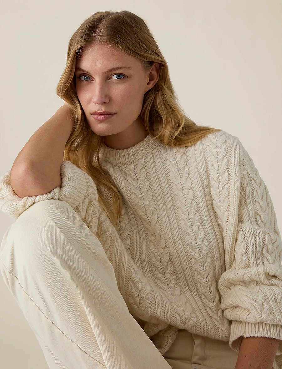 Lexington Clothing - Cashmere Cable Knitted Sweater - offwhite - 3
