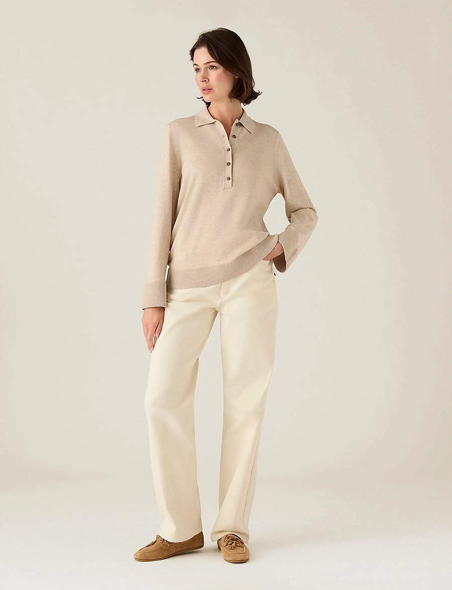 Lexington Clothing - Polo Knitted Sweater - striktrøjer - beige melange - 0