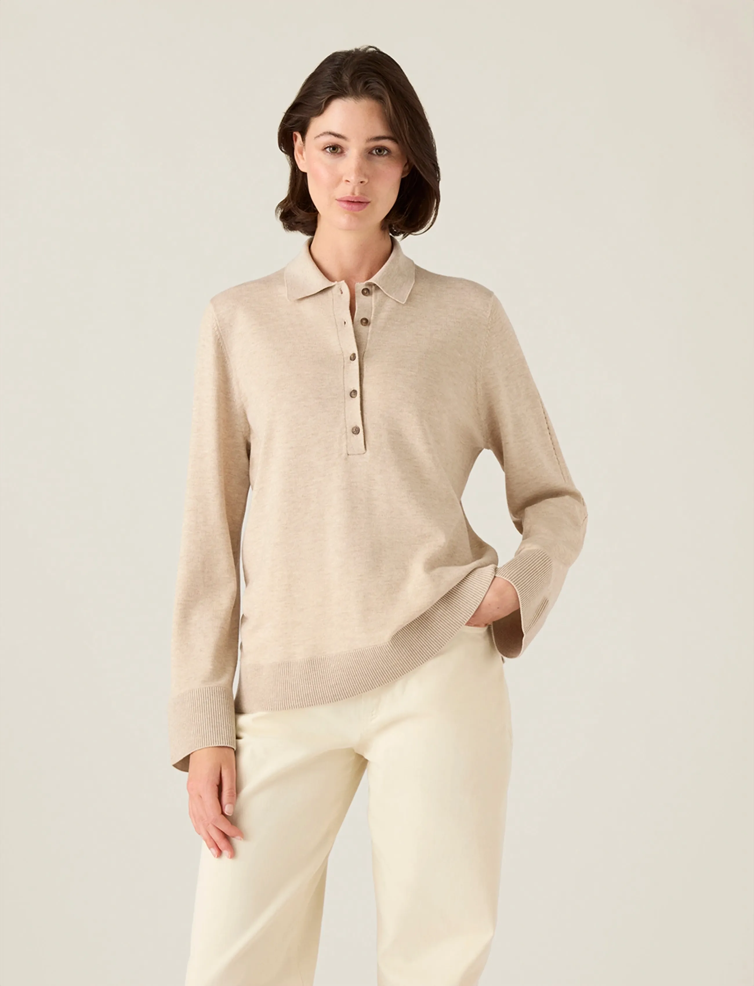 Lexington Clothing - Polo Knitted Sweater - striktrøjer - beige melange - 4