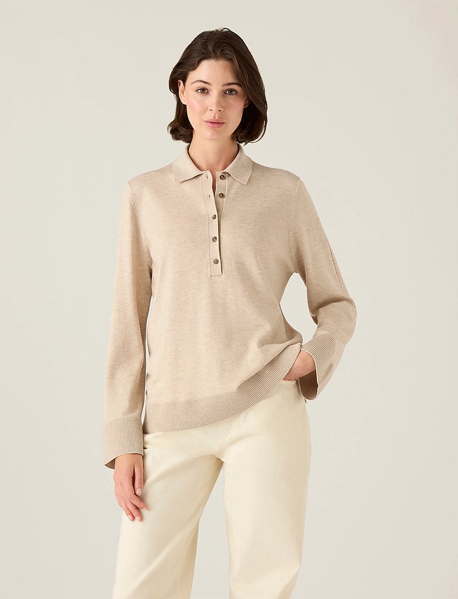 Lexington Clothing - Polo Knitted Sweater - striktrøjer - beige melange - 4