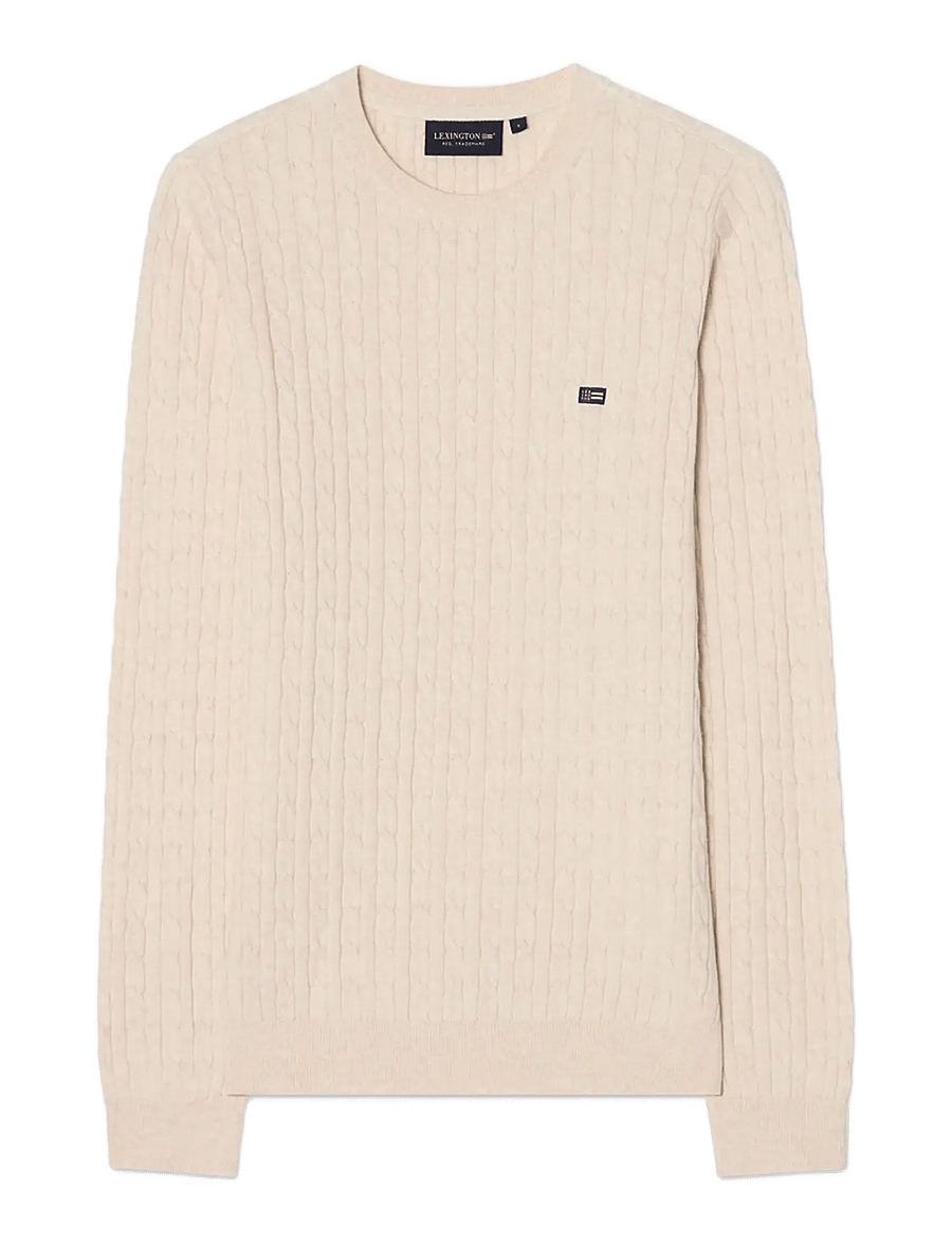 Lexington Clothing - Organic Cotton Cable Knitted Sweater - strikkegensere - offwhite melange - 1