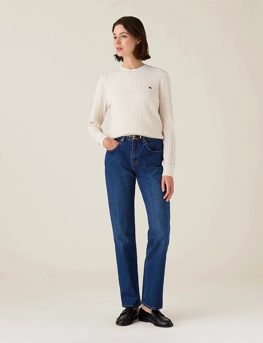 Lexington Clothing - Organic Cotton Cable Knitted Sweater - strikkegensere - offwhite melange - 0