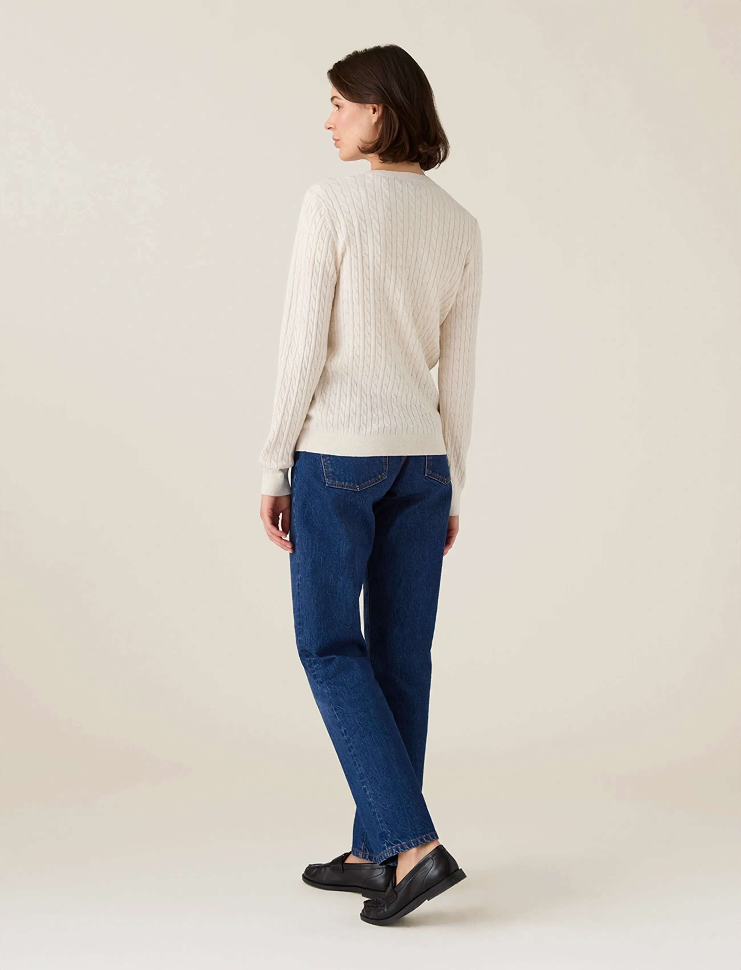 Lexington Clothing - Organic Cotton Cable Knitted Sweater - jumpers - offwhite melange - 2