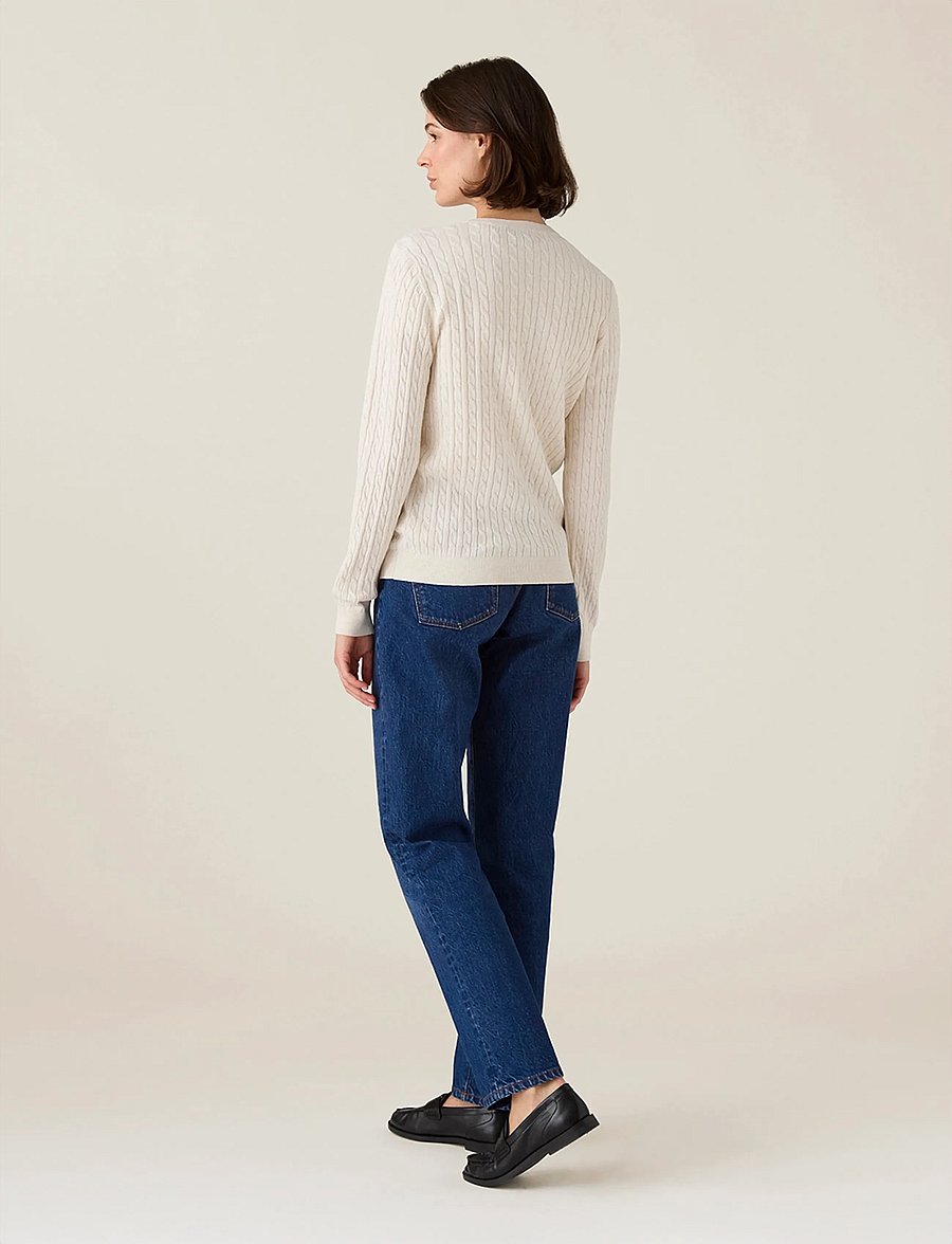Lexington Clothing - Organic Cotton Cable Knitted Sweater - strikkegensere - offwhite melange - 2