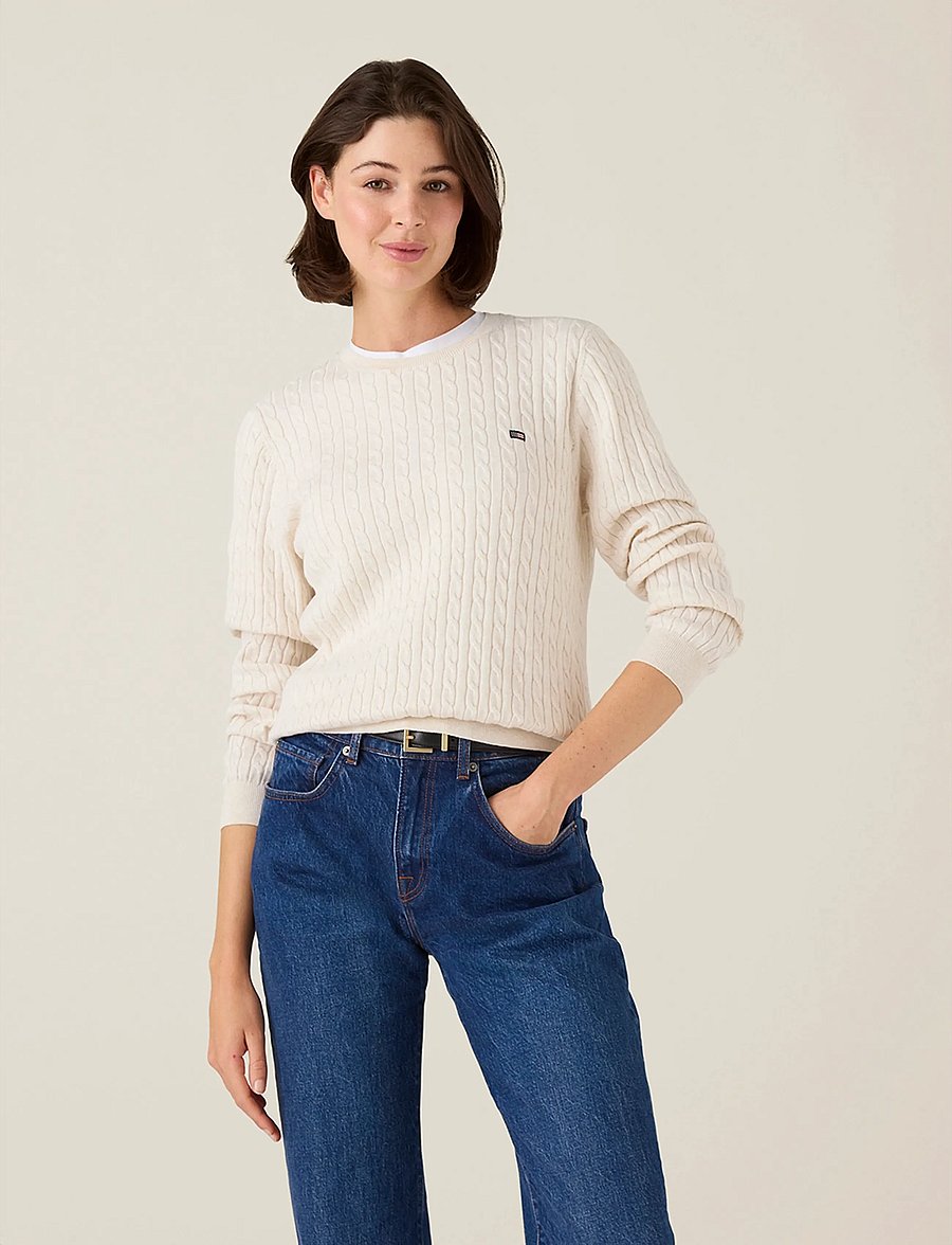Lexington Clothing - Organic Cotton Cable Knitted Sweater - strikkegensere - offwhite melange - 3