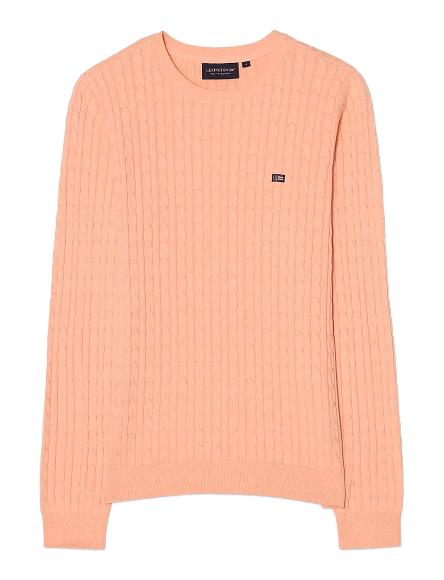 Lexington Clothing - Organic Cotton Cable Knitted Sweater - kampsunid - peach melange - 1