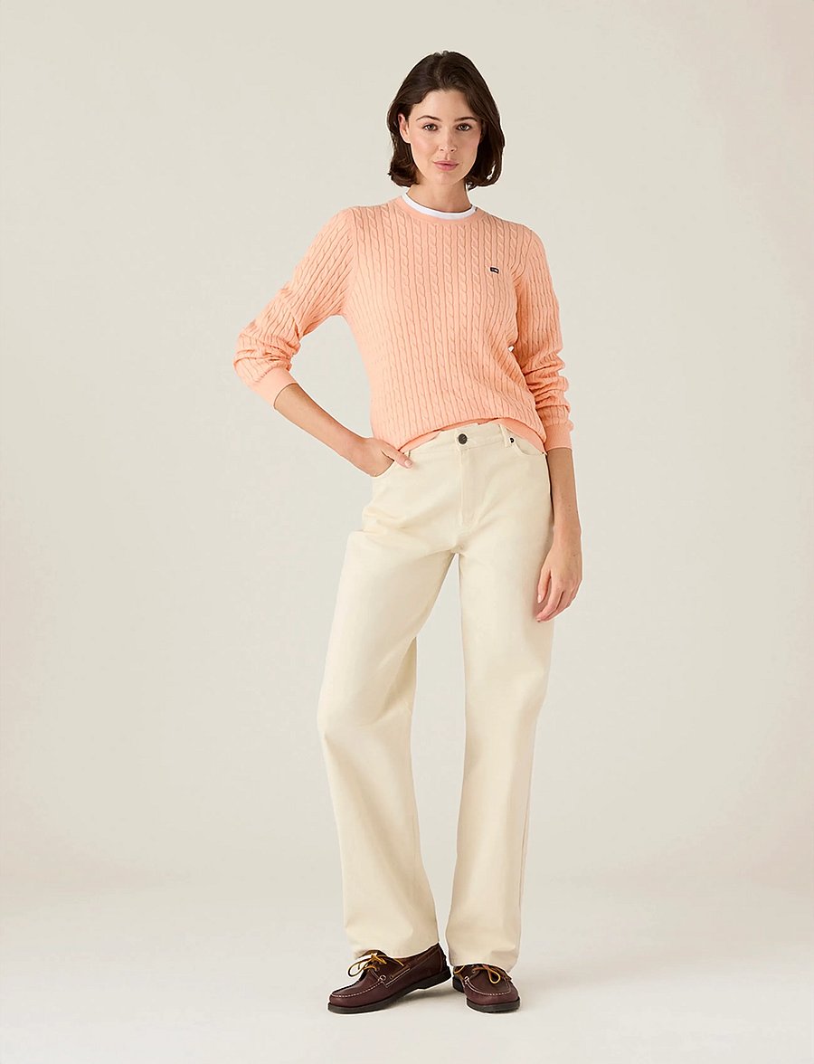 Lexington Clothing - Organic Cotton Cable Knitted Sweater - kampsunid - peach melange - 0