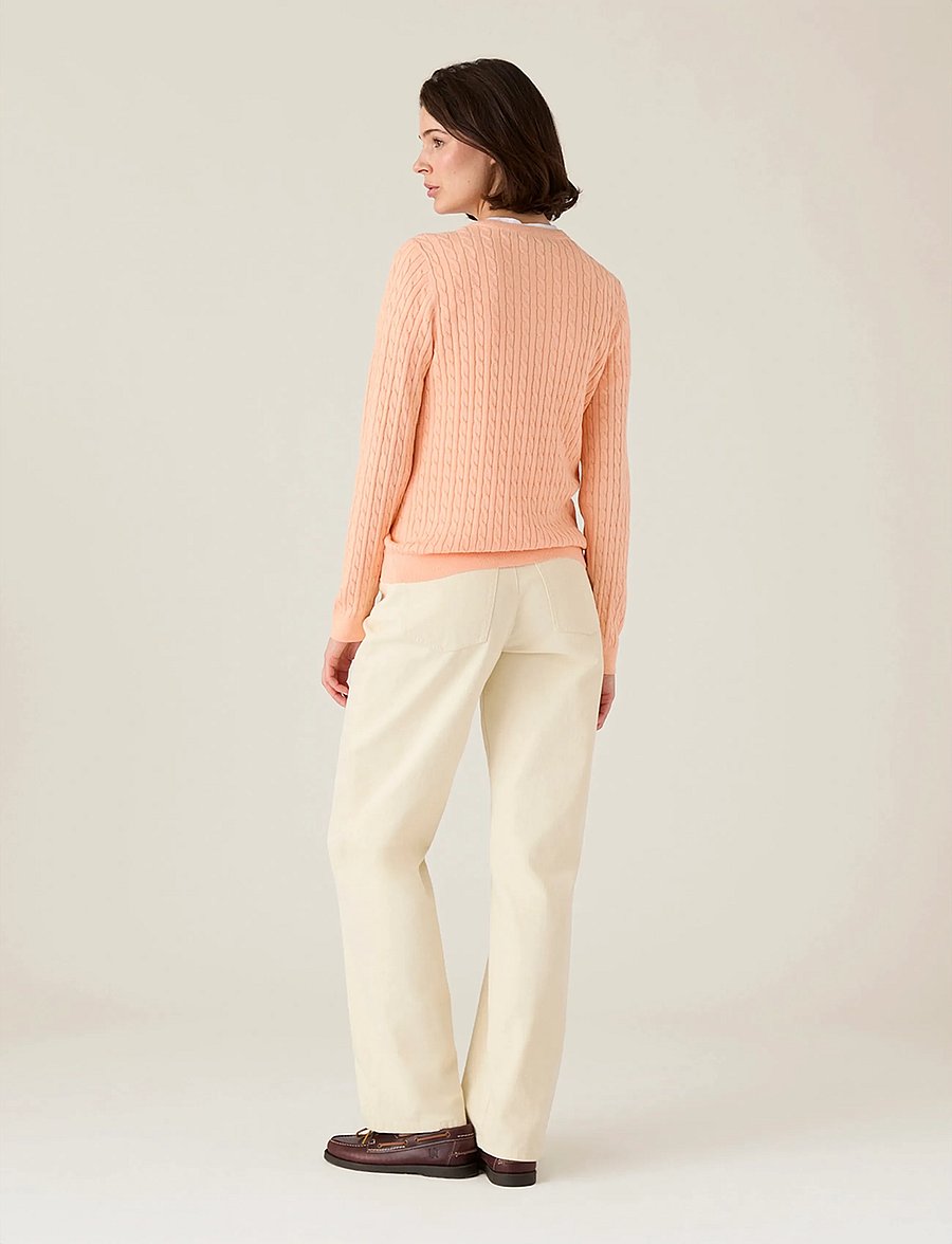Lexington Clothing - Organic Cotton Cable Knitted Sweater - kampsunid - peach melange - 2
