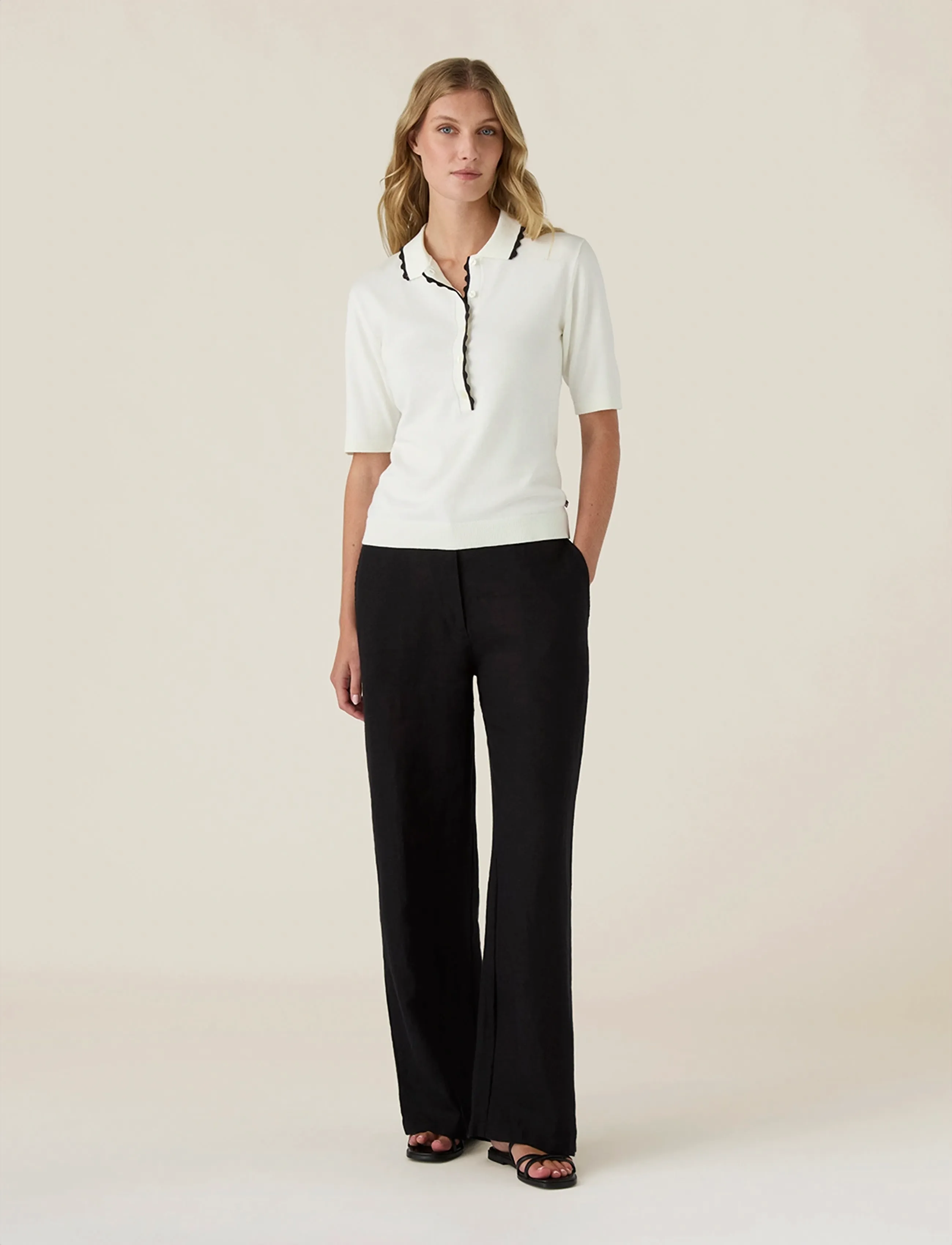 Lexington Clothing Short Sleeve Polo Sweater - T-krekli un topi - WHITE / cream