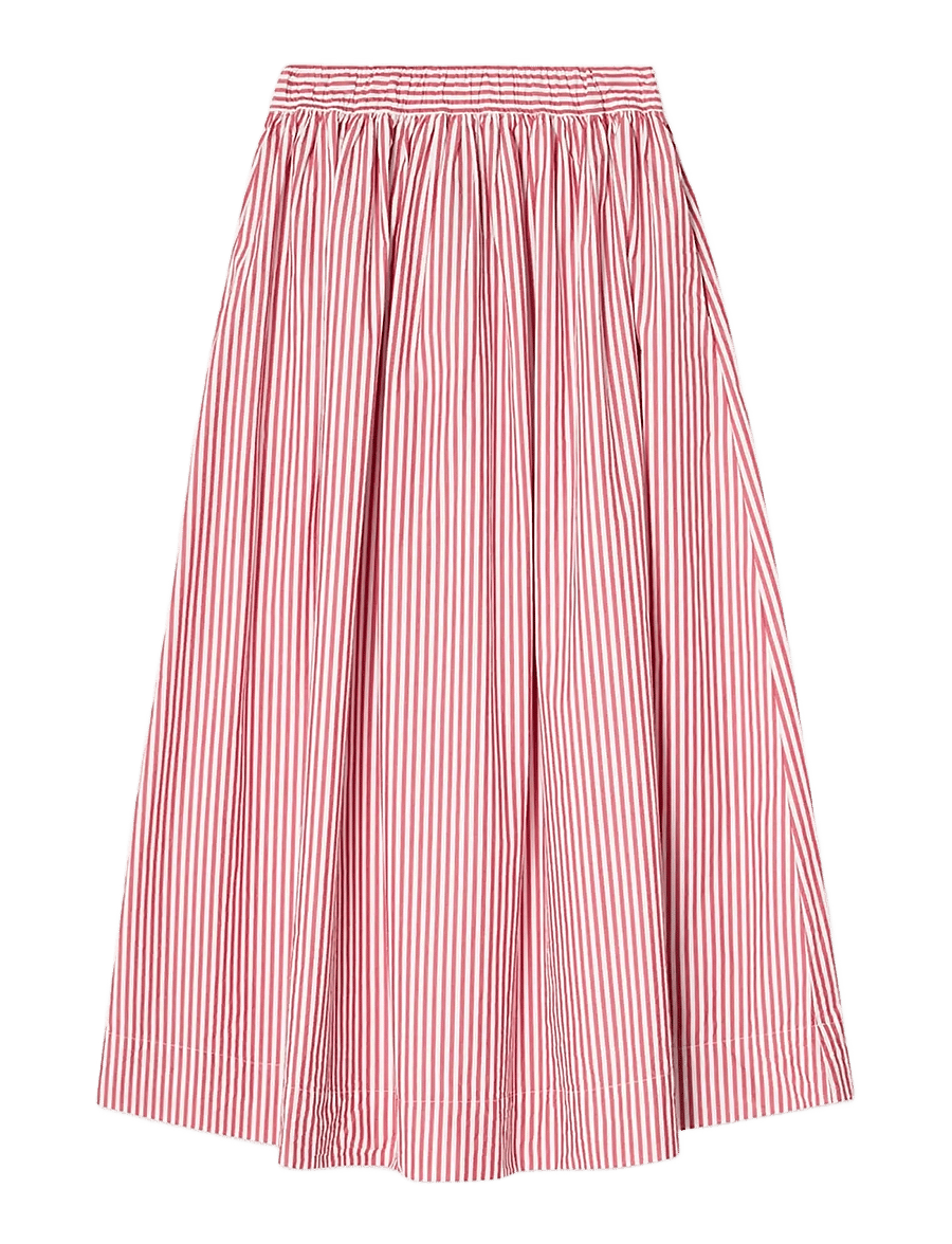 Lexington Clothing - Organic Cotton Poplin Skirt - jupes midi - red/white stripe - 1
