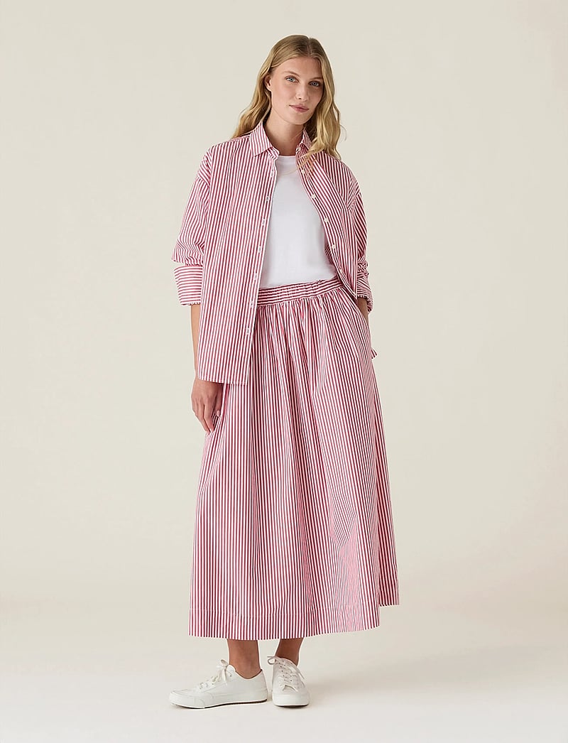 Lexington Clothing - Organic Cotton Poplin Skirt - midi-röcke - red/white stripe - 0