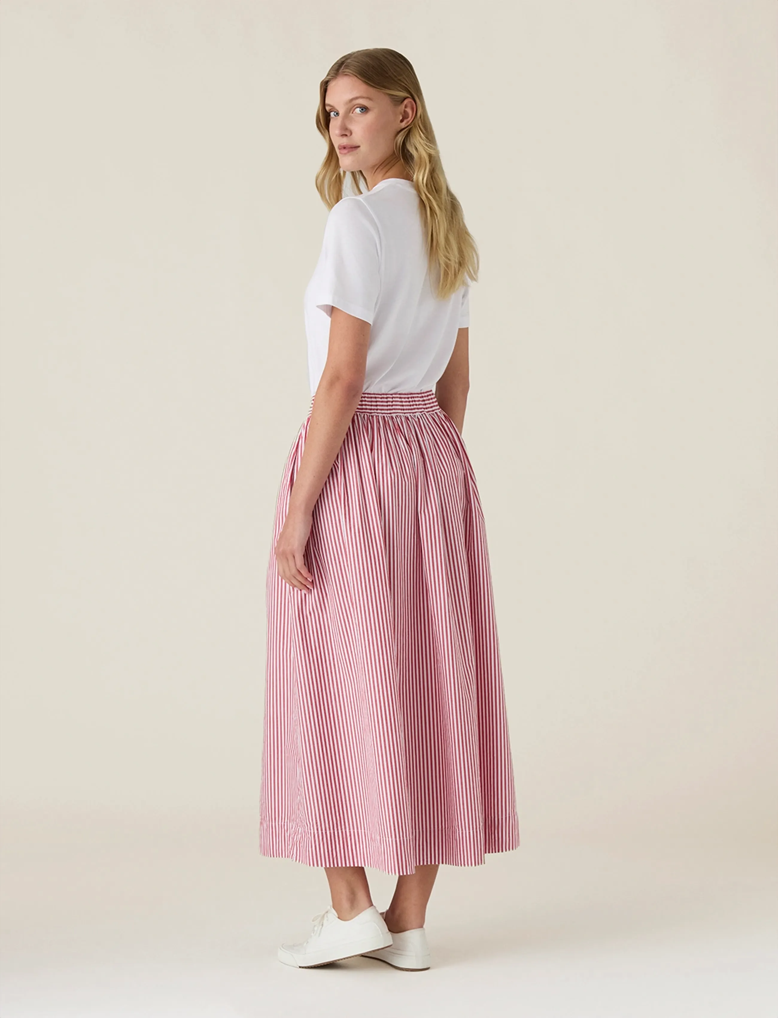 Lexington Clothing - Organic Cotton Poplin Skirt - jupes midi - red/white stripe - 2