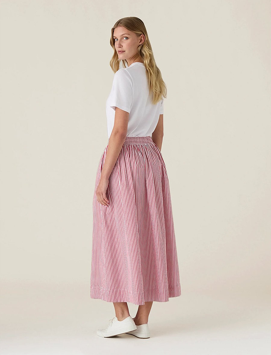 Lexington Clothing - Organic Cotton Poplin Skirt - jupes midi - red/white stripe - 2