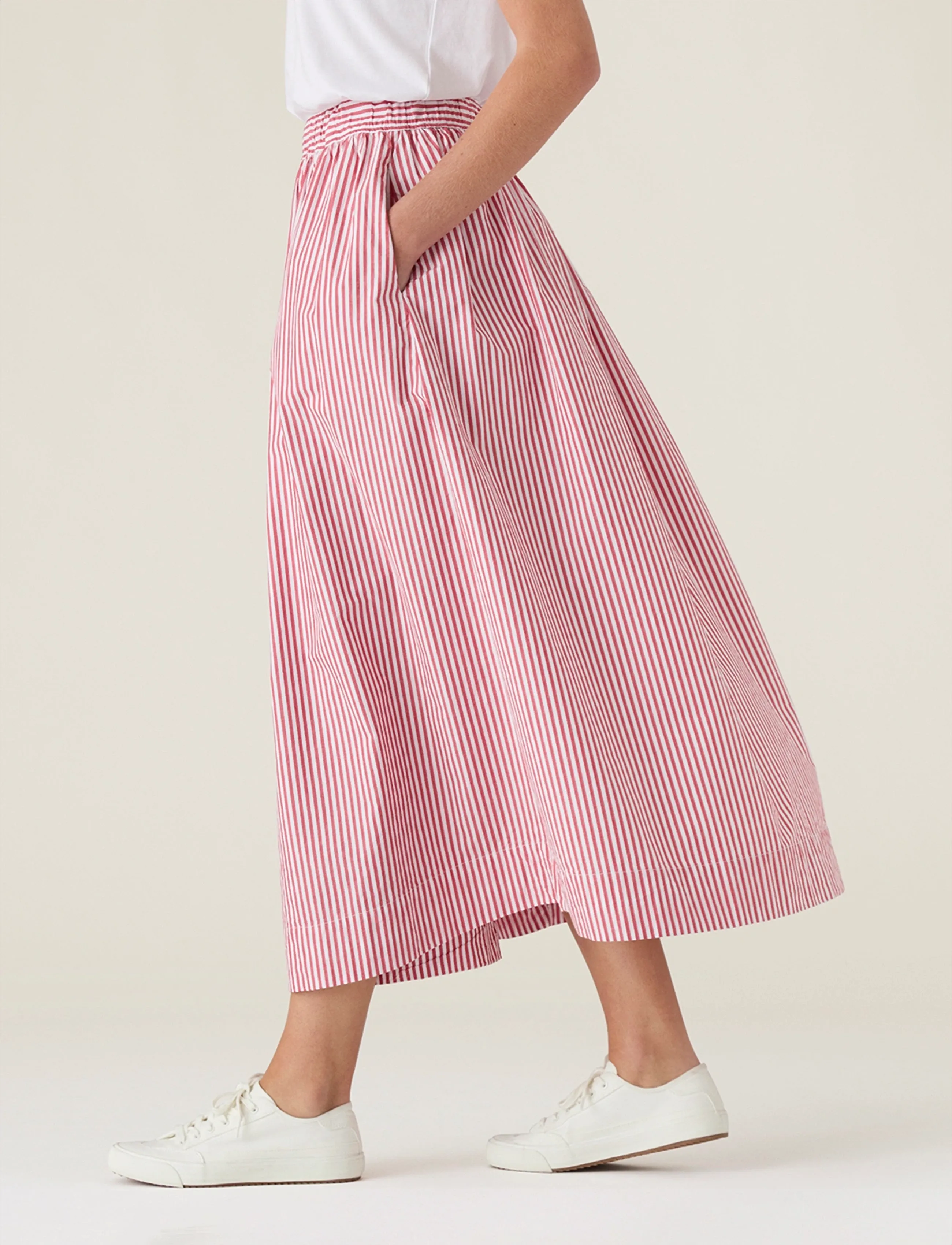 Lexington Clothing - Organic Cotton Poplin Skirt - jupes midi - red/white stripe - 3
