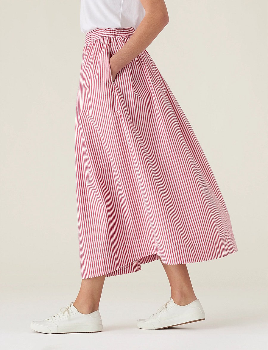 Lexington Clothing - Organic Cotton Poplin Skirt - jupes midi - red/white stripe - 3