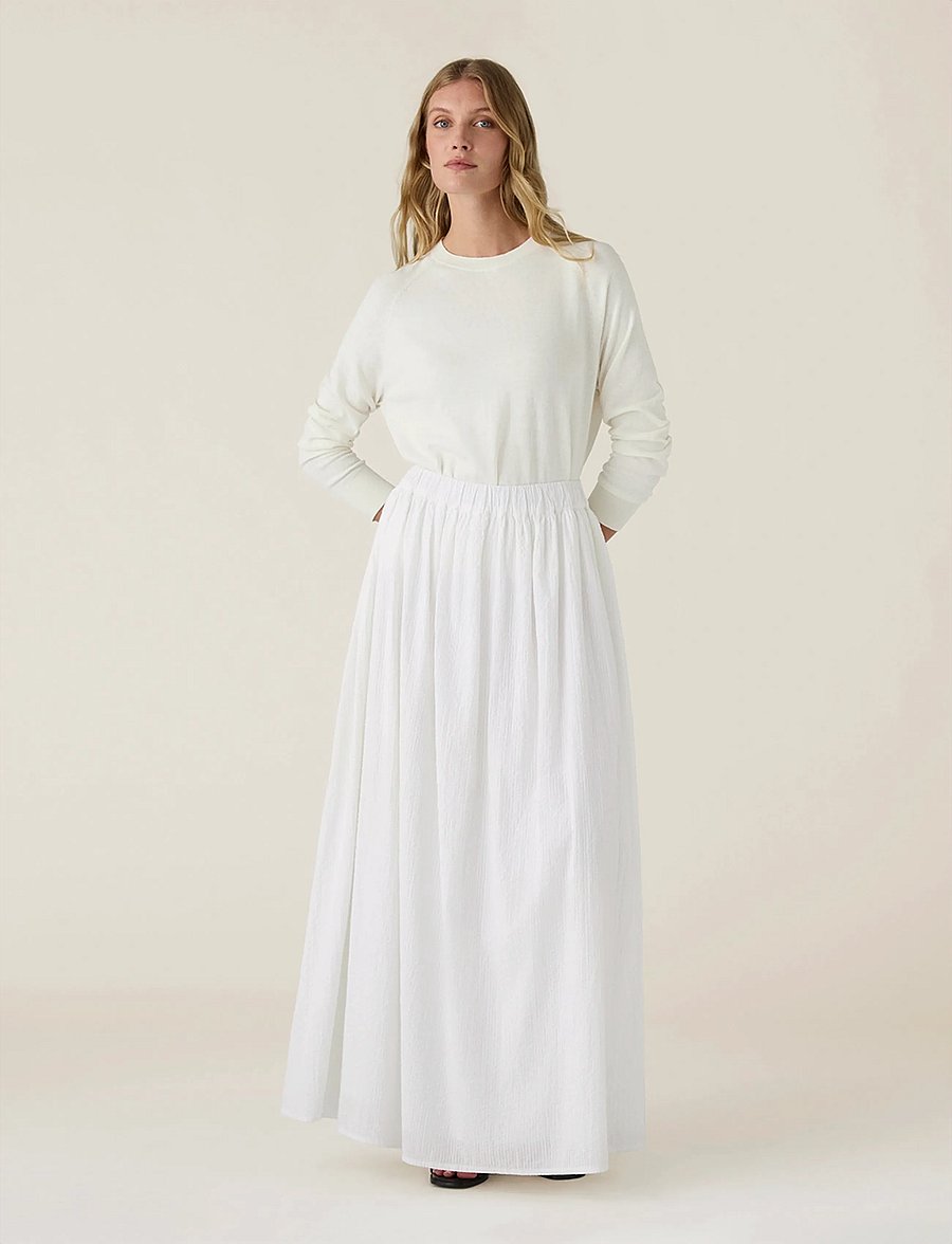 Lexington Clothing - Seersucker Maxi Skirt - spódnice do kolan i midi - white - 0