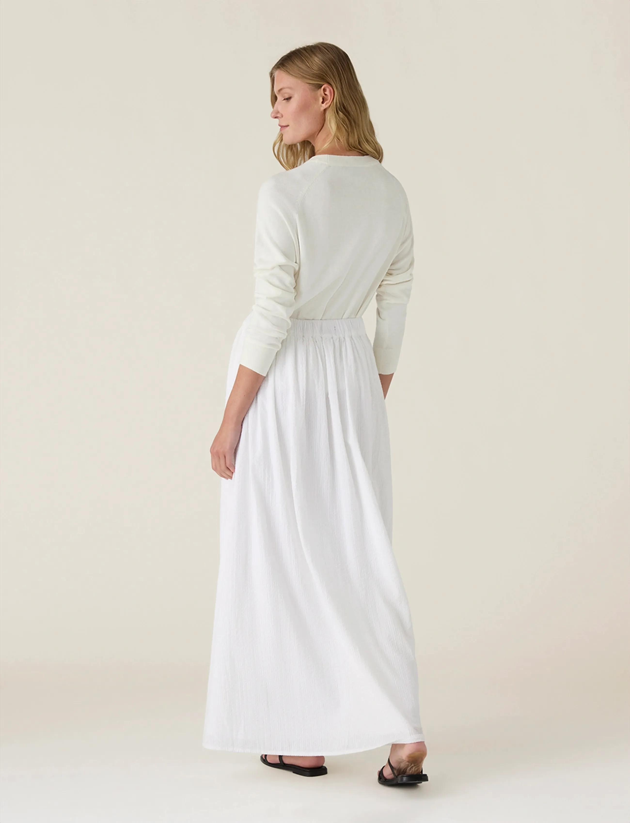Lexington Clothing - Seersucker Maxi Skirt - midi nederdele - white - 2