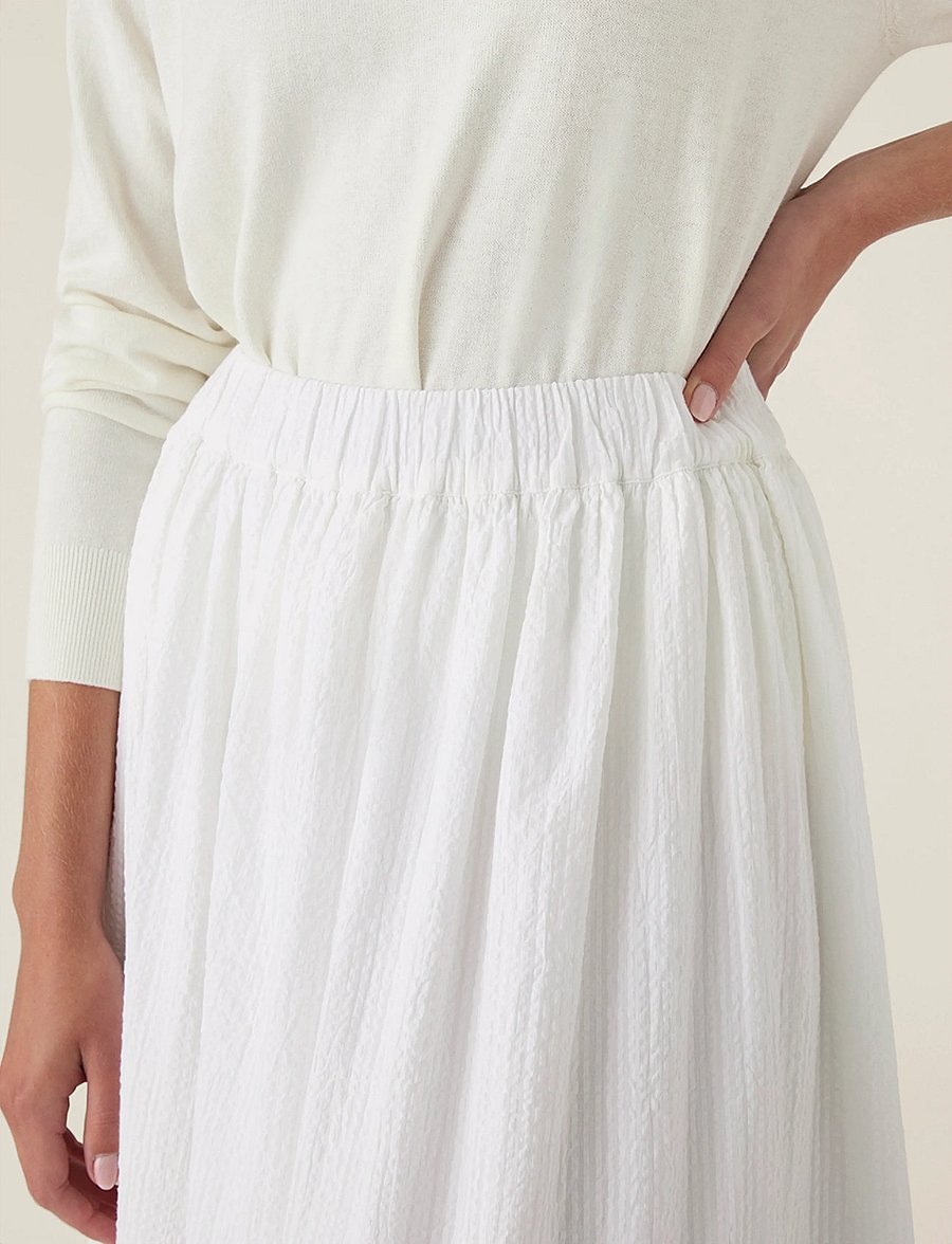 Lexington Clothing - Seersucker Maxi Skirt - spódnice do kolan i midi - white - 3