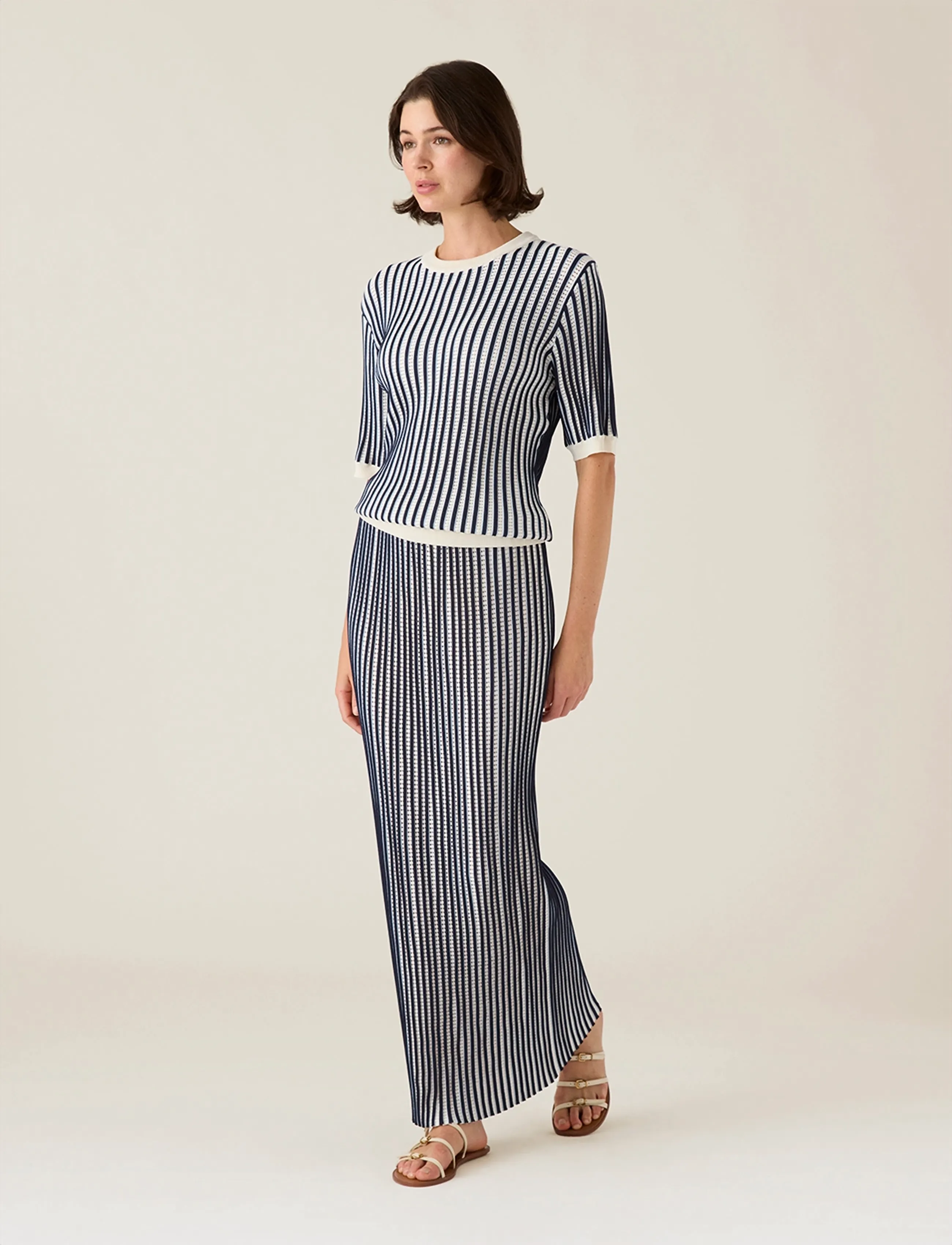 Lexington Clothing Multi Striped Knitted Skirt - Adīti svārki - DK BLUE/WHITE STRIPE / multi