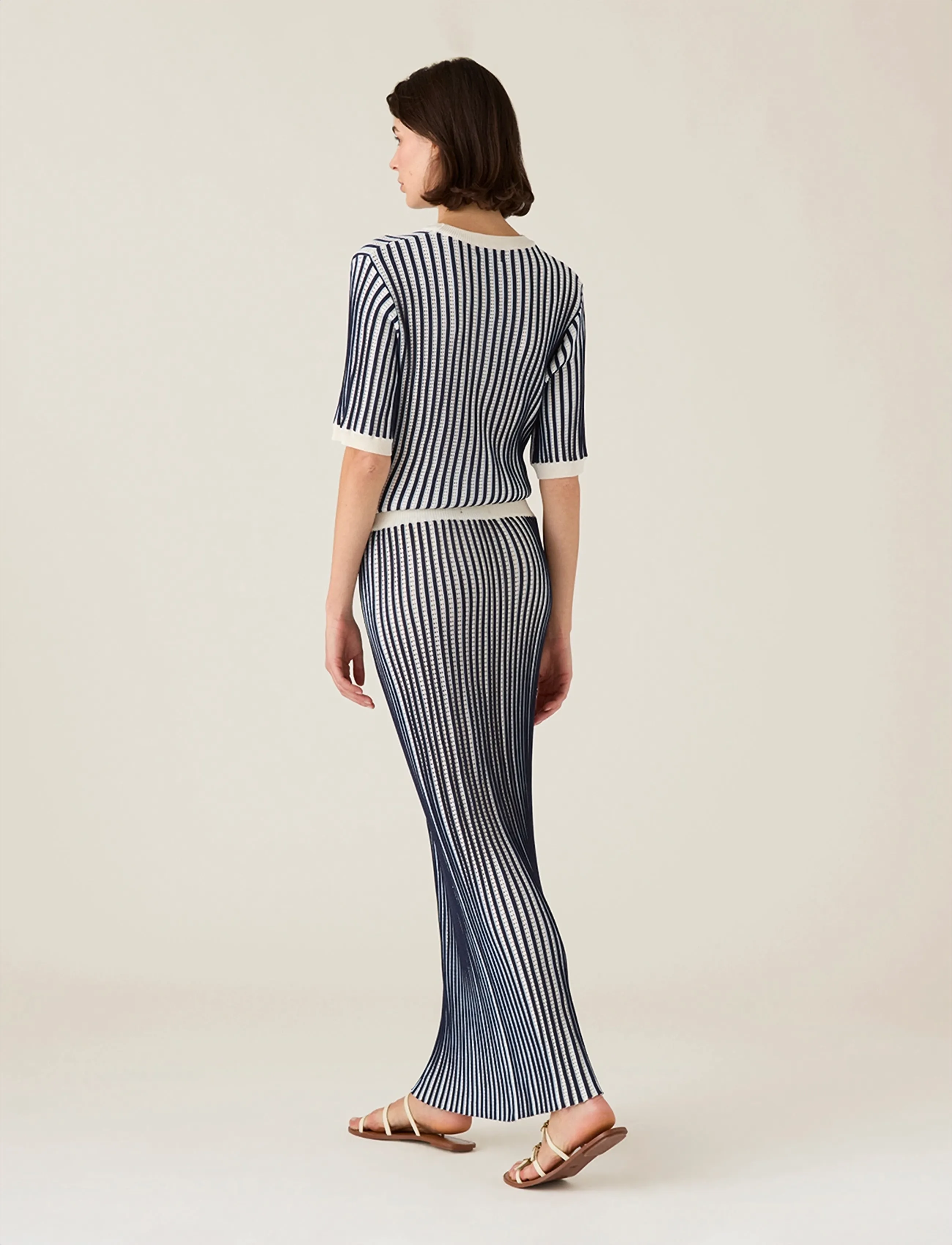 Lexington Clothing - Multi Striped Knitted Skirt - strikkede nederdele - dk blue/white stripe - 2