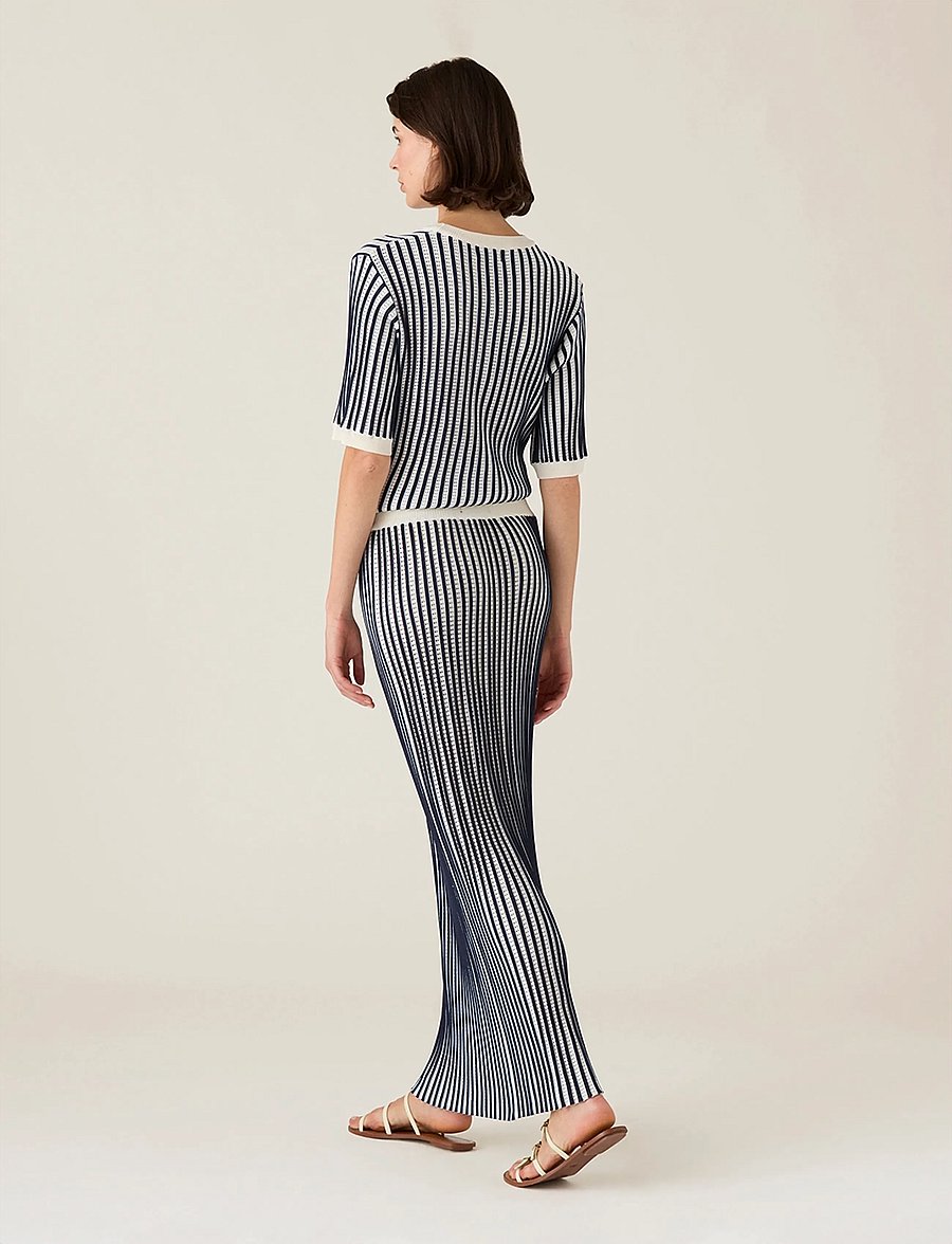 Lexington Clothing - Multi Striped Knitted Skirt - strikkede nederdele - dk blue/white stripe - 2