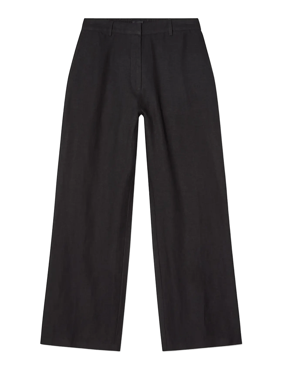 Lexington Clothing - Mid-Waist Wide-Leg Linen Pants - linnebyxor - black - 0