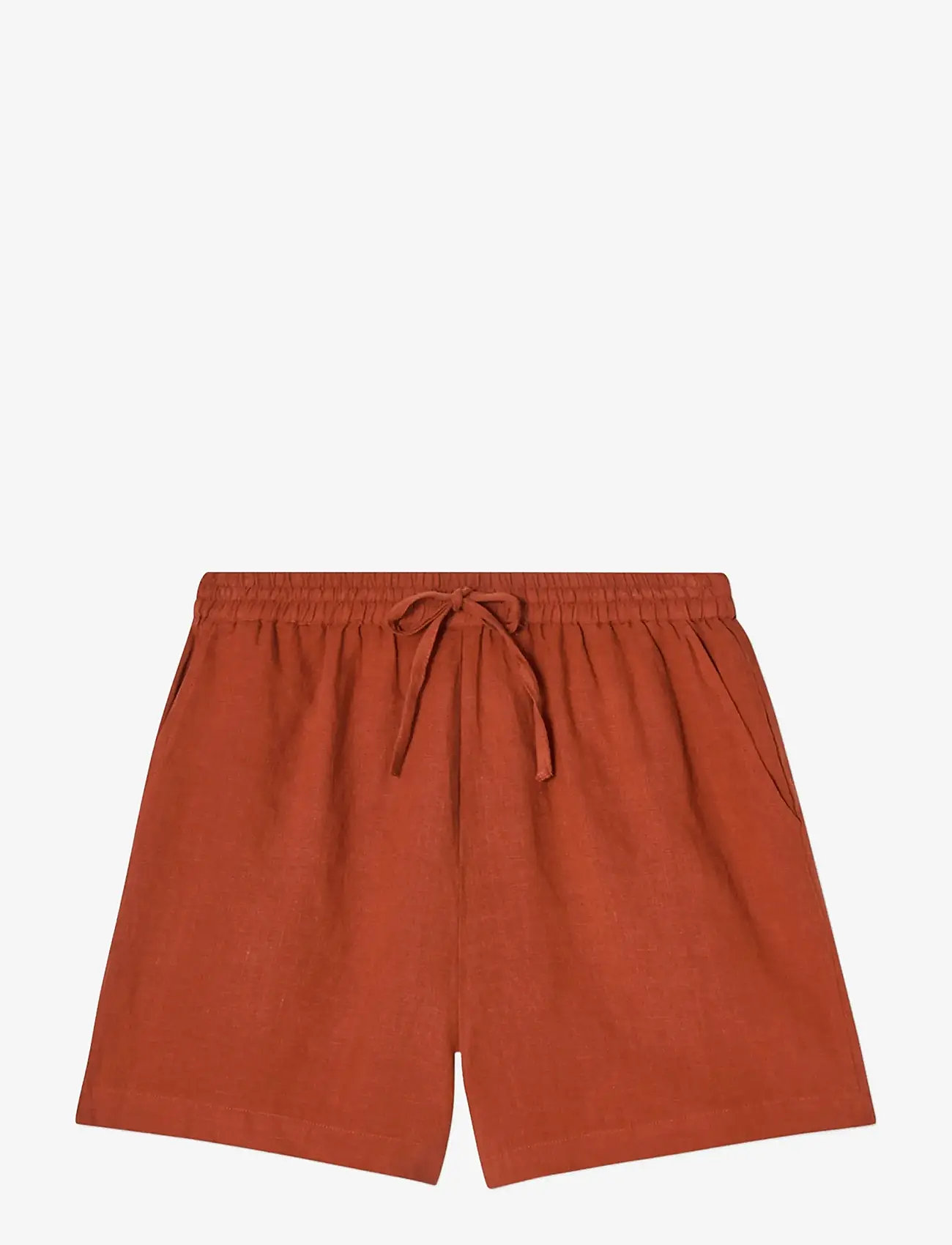 Lexington Clothing - Mid-Waist Linen Shorts - leinen-shorts - rust - 1