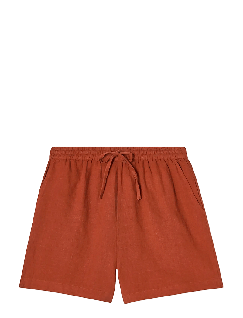 Lexington Clothing - Mid-Waist Linen Shorts - leinen-shorts - rust - 1