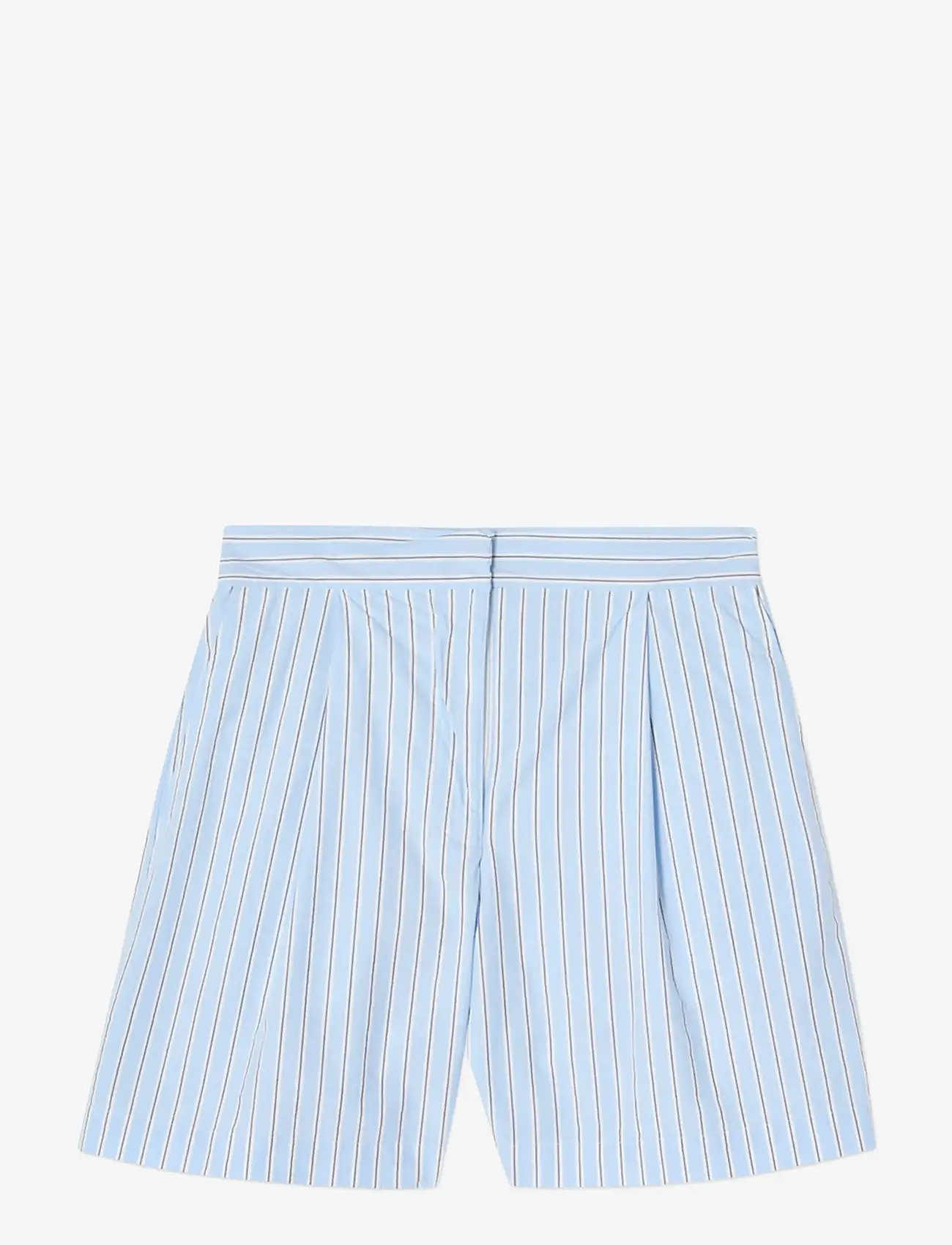 Lexington Clothing - Organic Cotton Poplin Shorts - paper bag shorts - blue multi stripe - 0