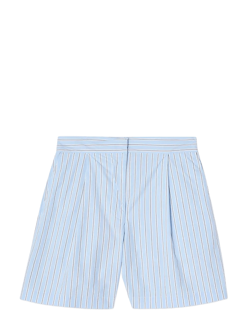 Lexington Clothing - Organic Cotton Poplin Shorts - paper bag shorts - blue multi stripe - 0