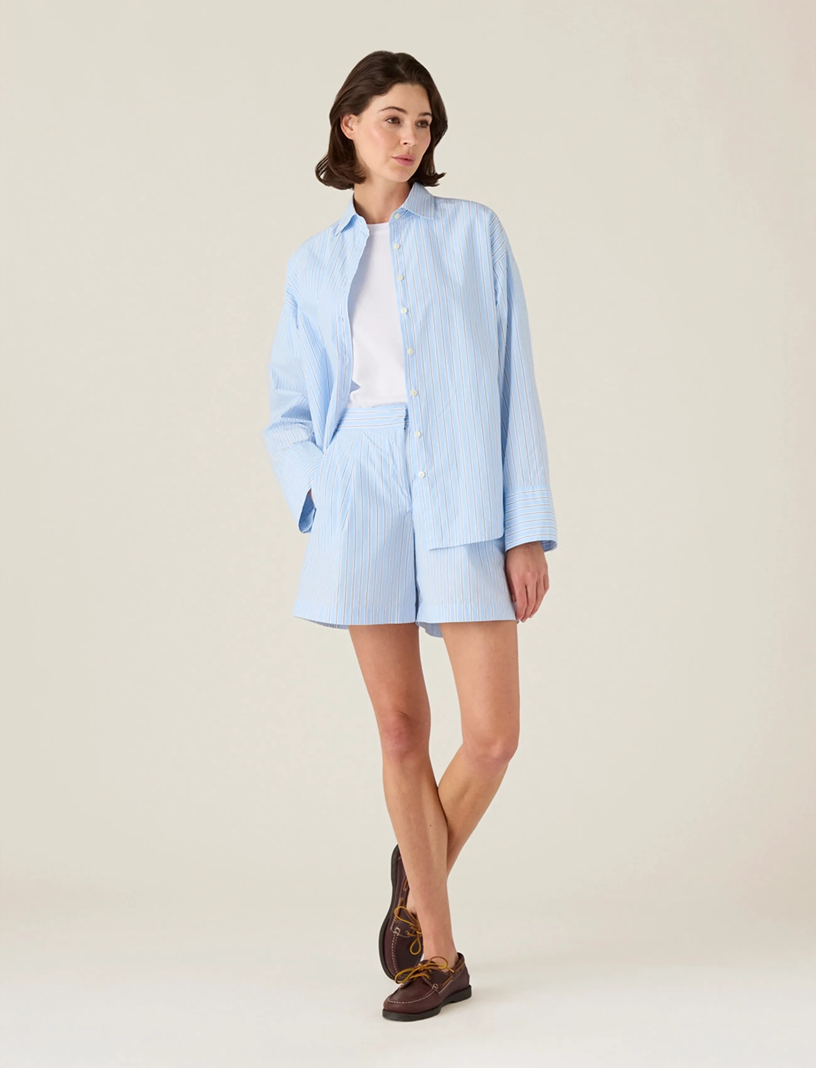 Lexington Clothing Organic Cotton Poplin Shorts, XS, Blue, Shorts > Afslappede Shorts, Dame