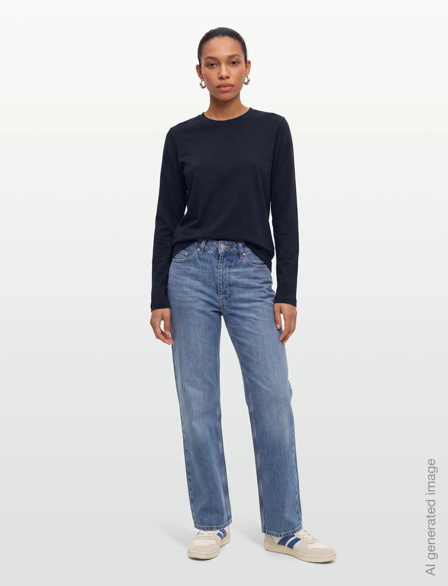 Lexington Clothing - Long Sleeve Cotton Tee - langärmlige tops - navy - 0