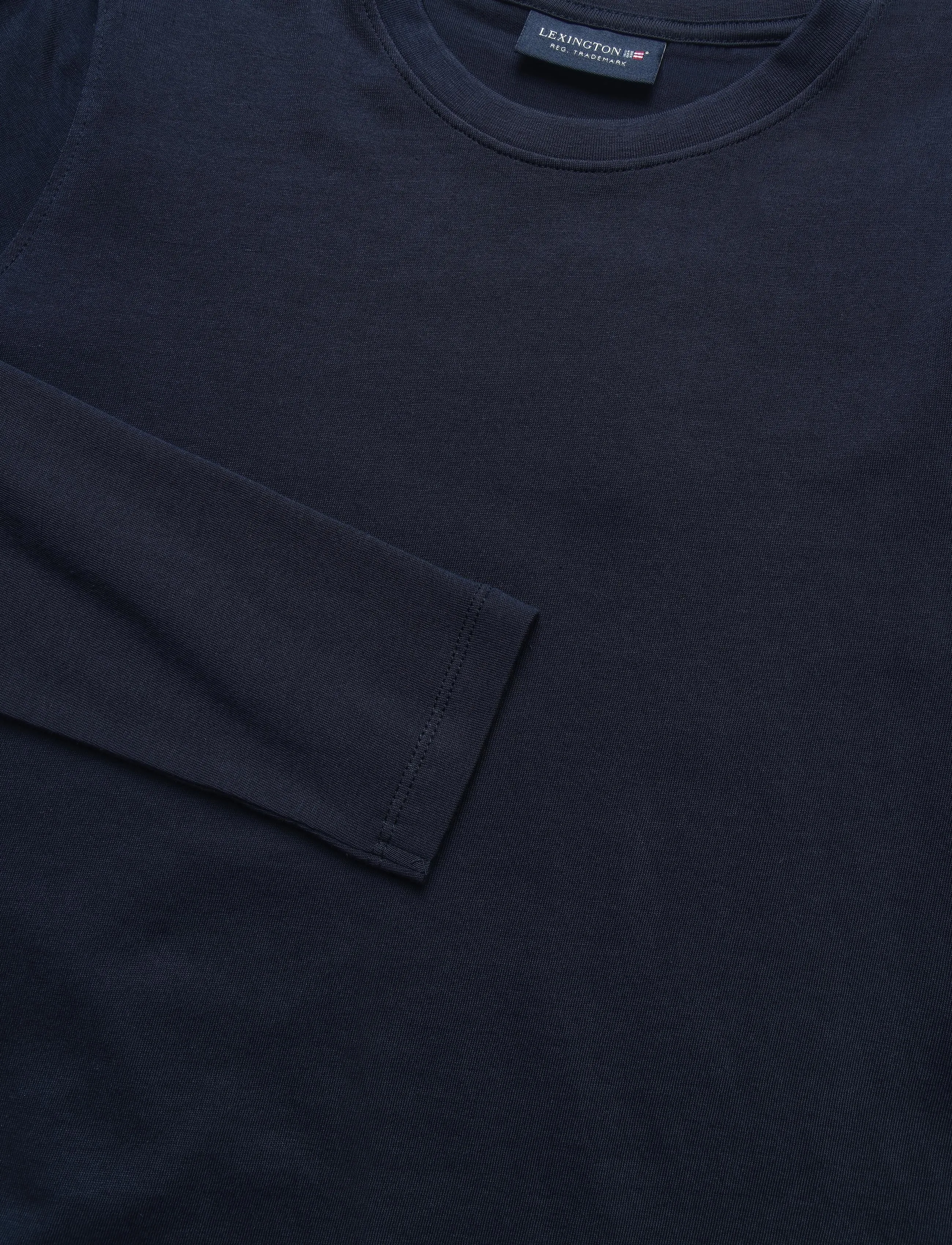 Lexington Clothing - Long Sleeve Cotton Tee - long-sleeved tops - navy - 2