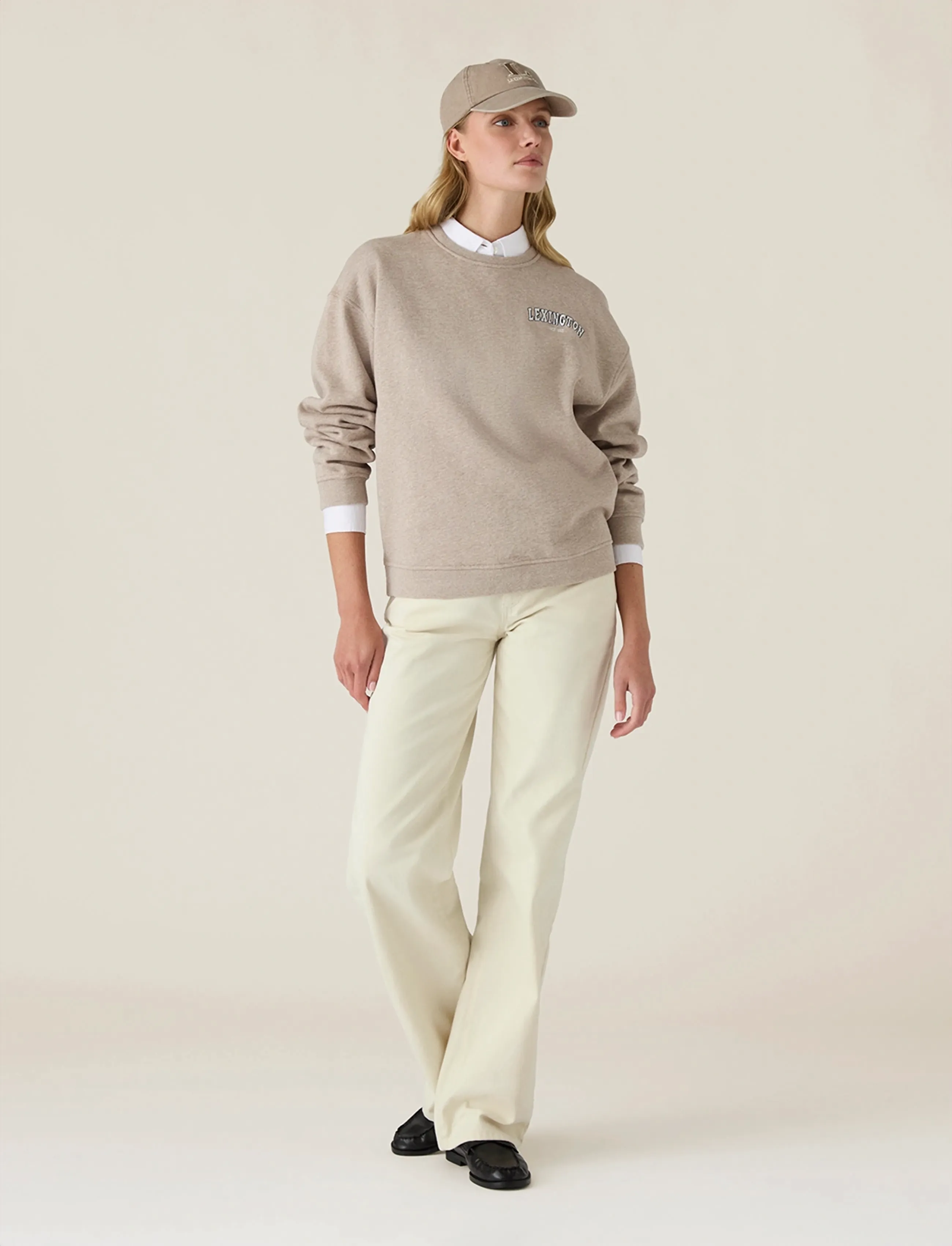 Lexington Clothing Logo Sweatshirt, Kvinder, Logo Sweatshirt, Beige, Str: M