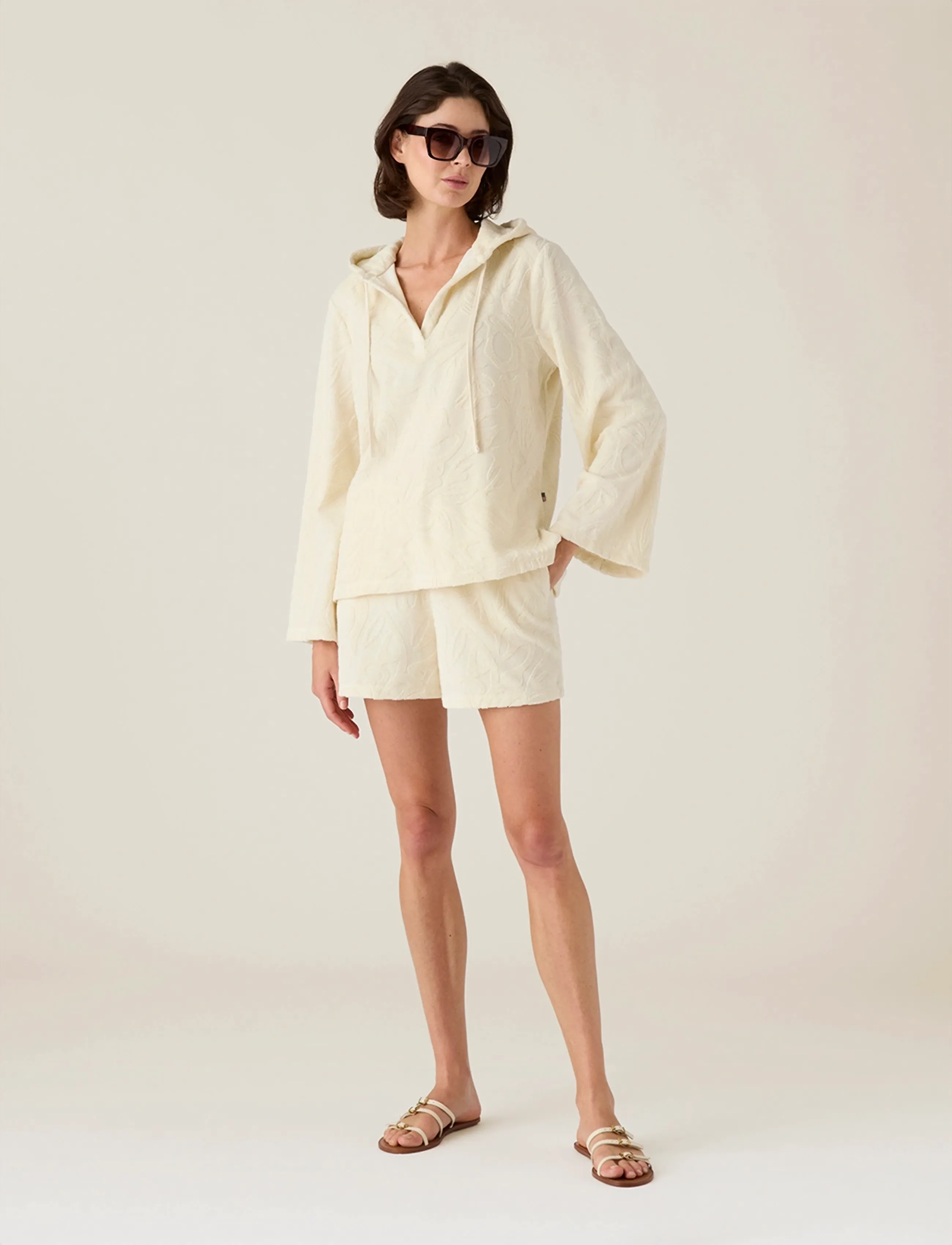 Lexington Clothing Organic Cotton Terry Surfer Hood, Kvinder, Frotte Hættetrøje, Cream, Str: L