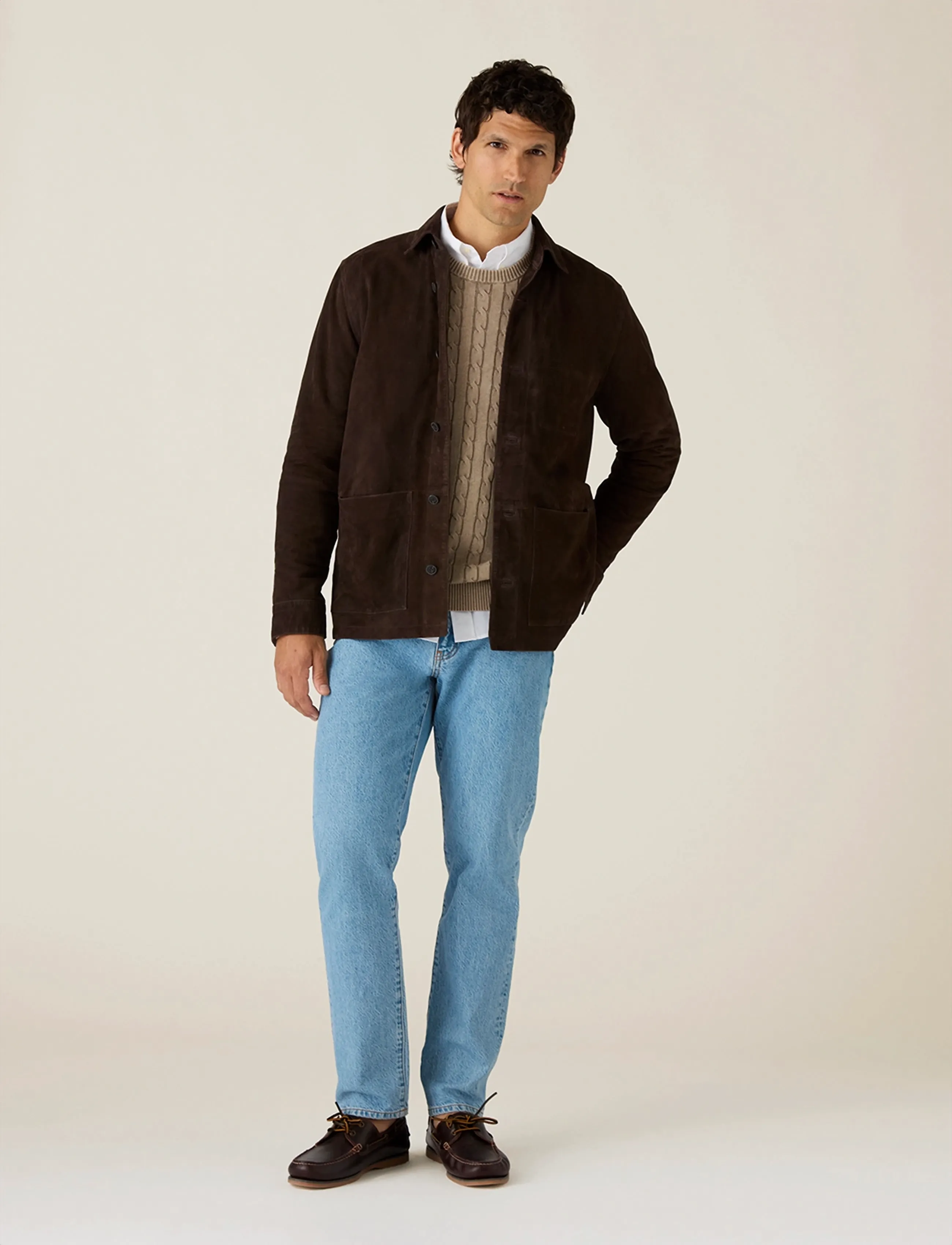 Lexington Clothing Suede Shirt Jacket - Outerwear - DARK BROWN / brown
