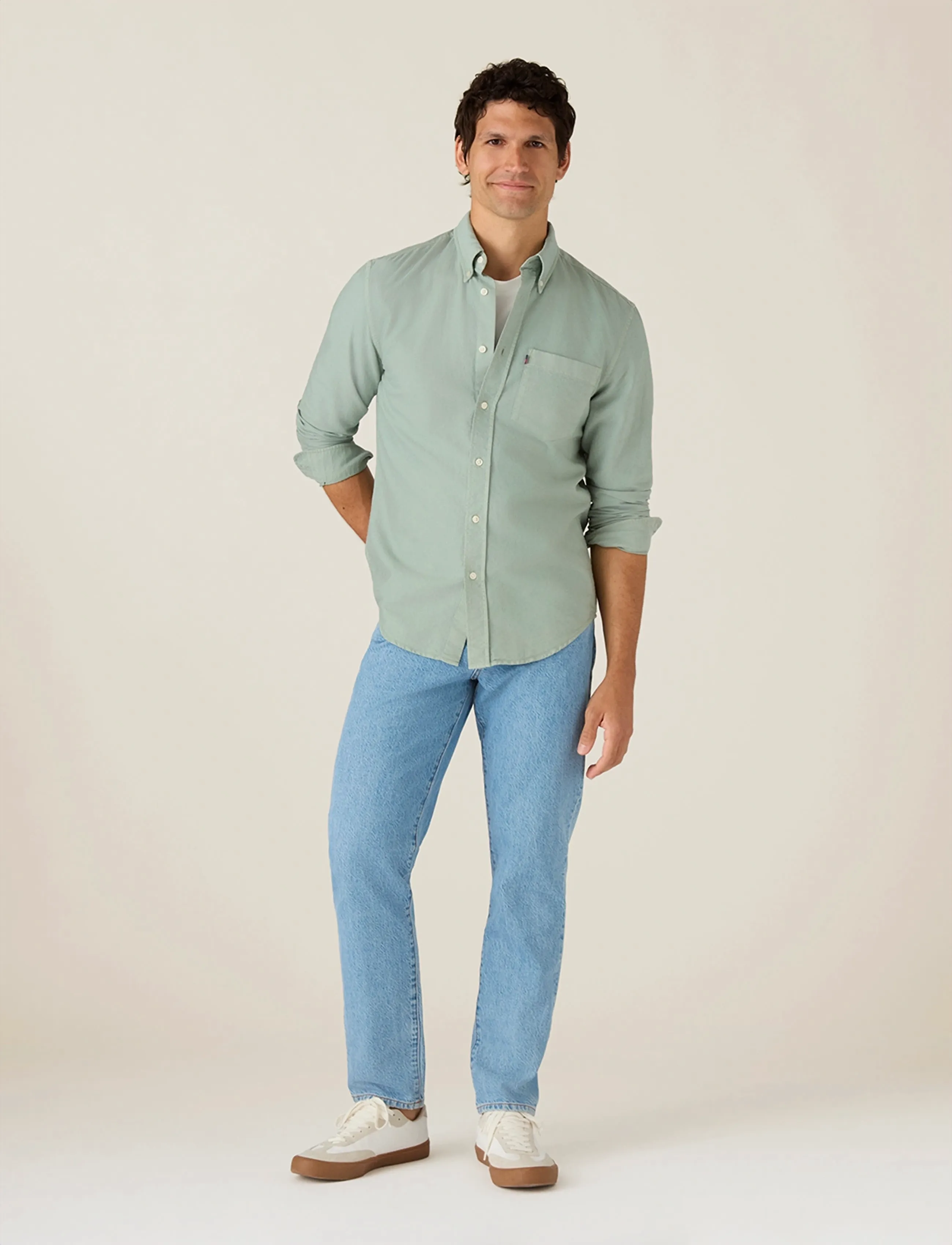 Lexington Clothing Casual Oxford B.D Shirt - Riided - LIGHT GREEN / khaki/green