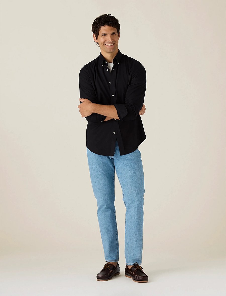 Lexington Clothing - Casual Solid Flannel B.D Shirt - basic skjortor - black - 0