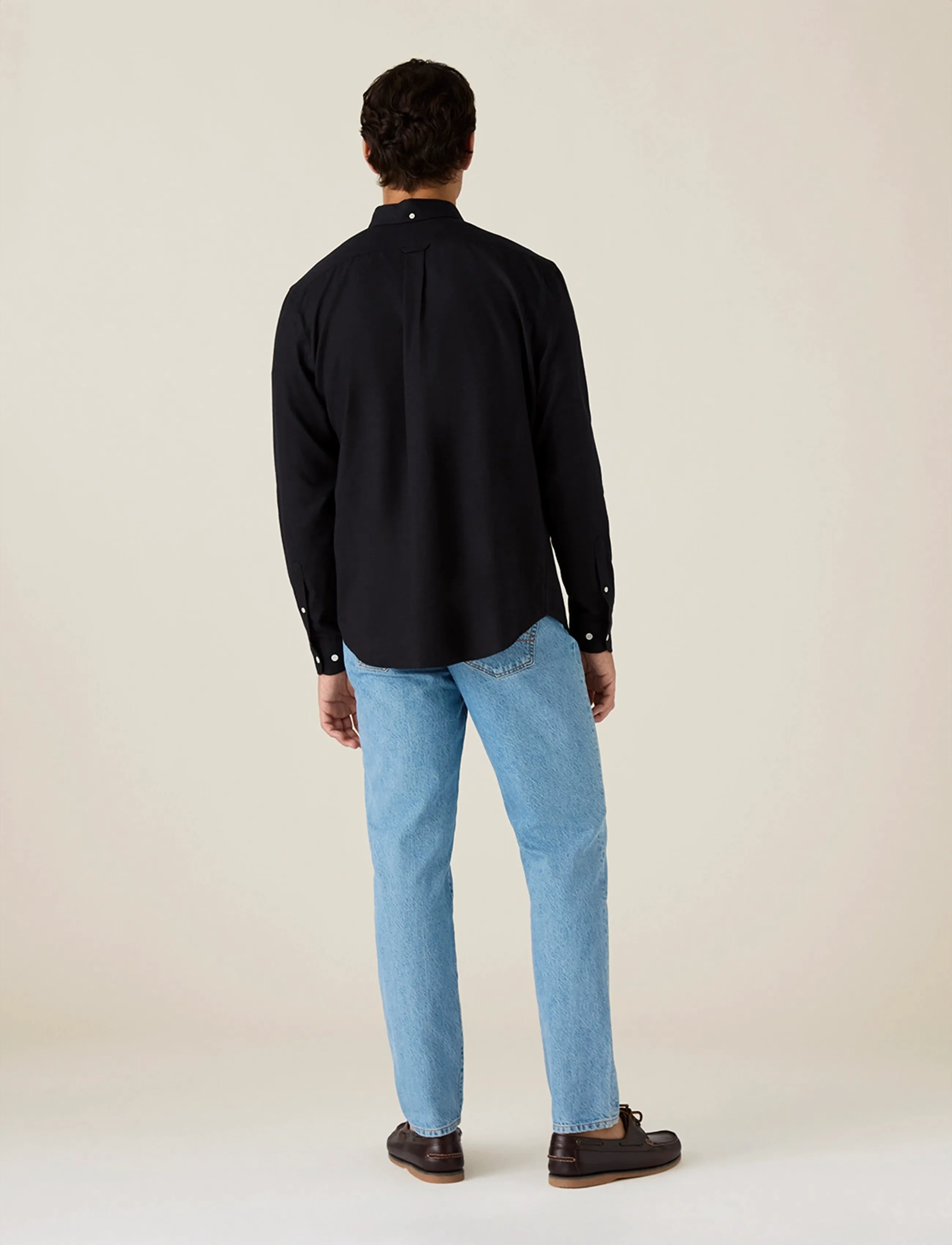 Lexington Clothing - Casual Solid Flannel B.D Shirt - basic skjortor - black - 2