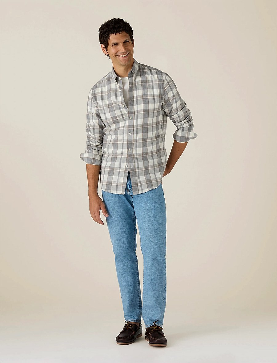 Lexington Clothing - Casual Check Flannel B.D Shirt - basic skjorter - gray check - 0