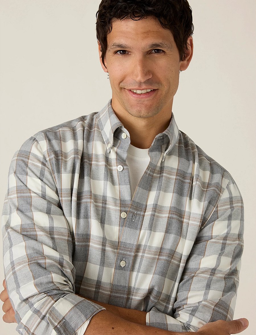 Lexington Clothing - Casual Check Flannel B.D Shirt - basic skjorter - gray check - 3