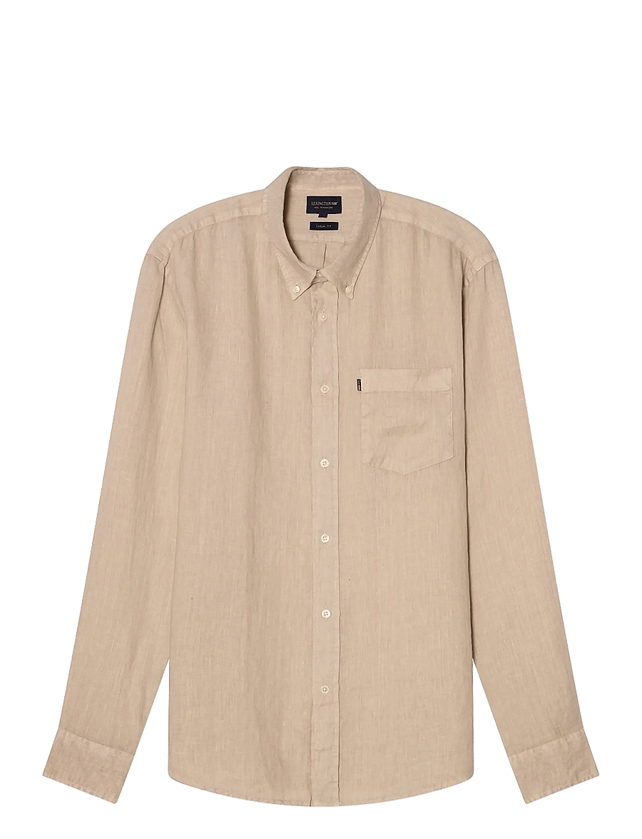 Lexington Clothing - Casual Linen B.D Shirt - basic skjorter - beige - 1