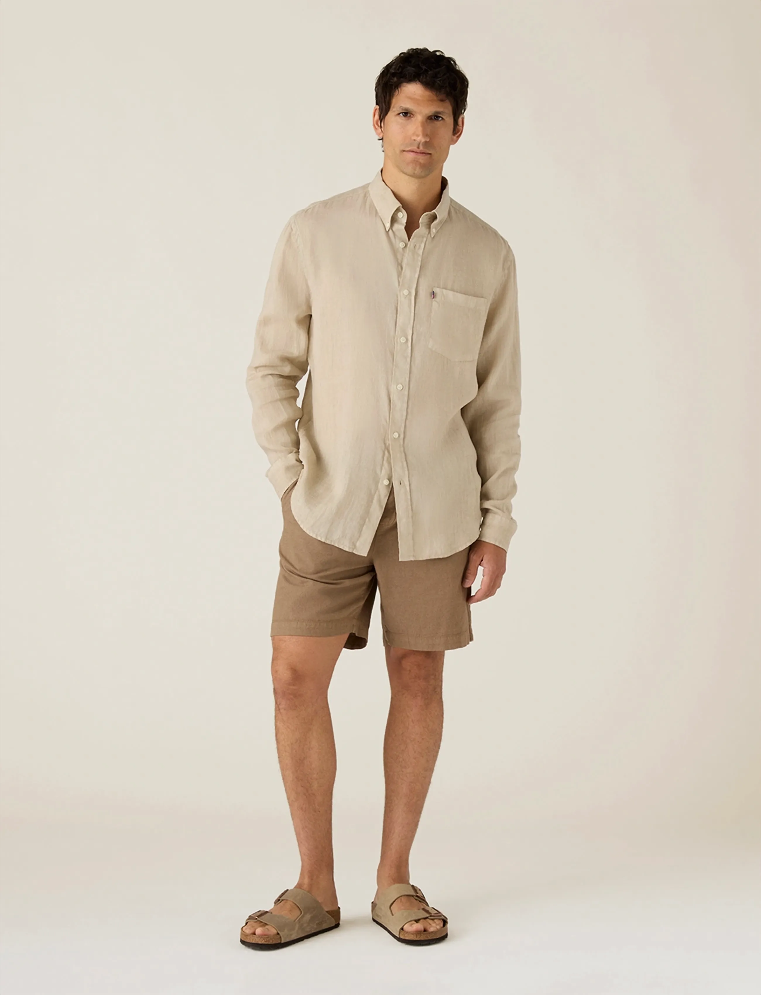 Lexington Clothing Casual Linen B.d Shirt, XXL, Beige, Skjorter > Afslappet Shirts, Herre