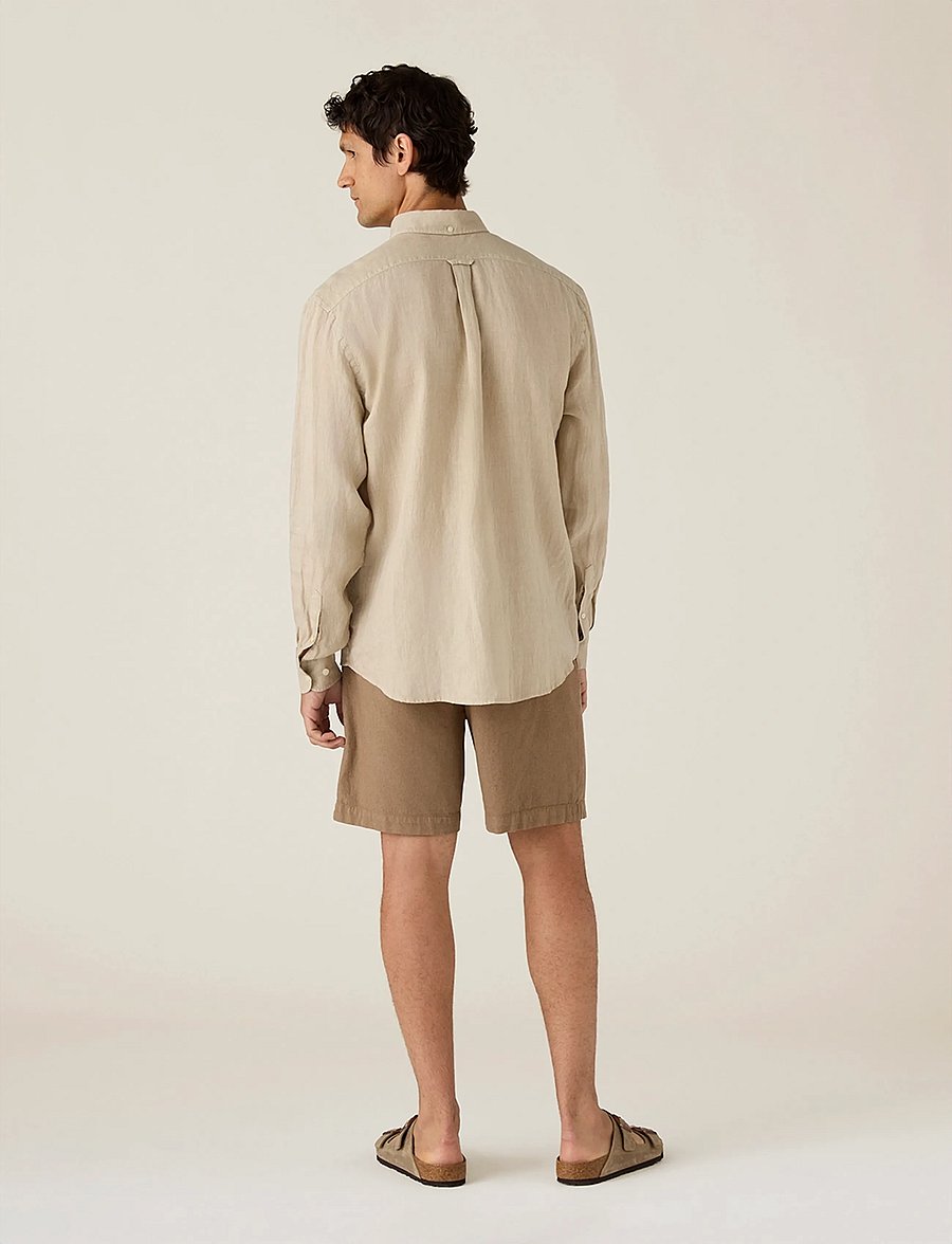 Lexington Clothing - Casual Linen B.D Shirt - basic skjorter - beige - 2